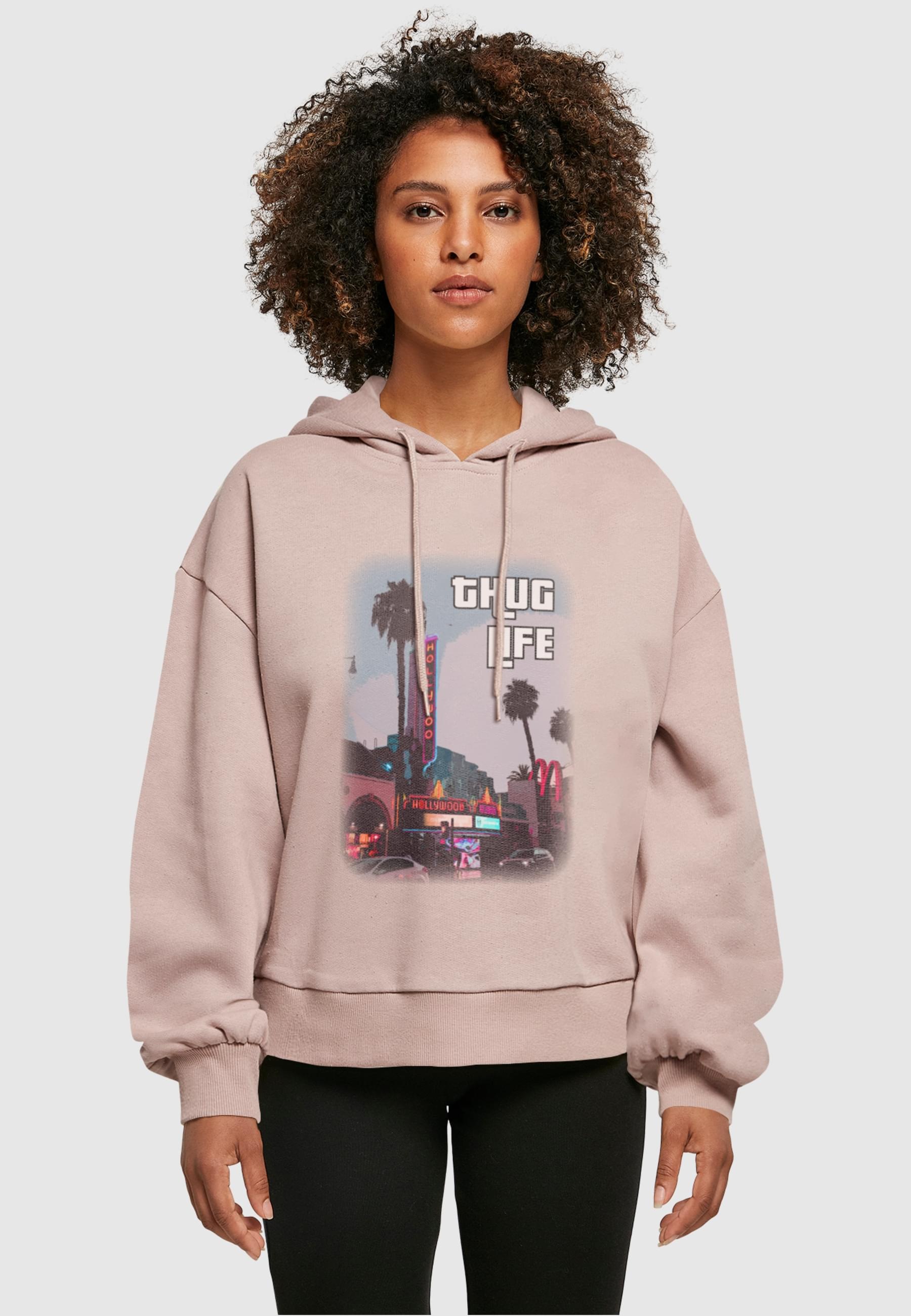 Merchcode Kapuzenpullover »Merchcode Damen Laides Grand Thug Life Organic Oversized Hoody«, (1 tlg.)