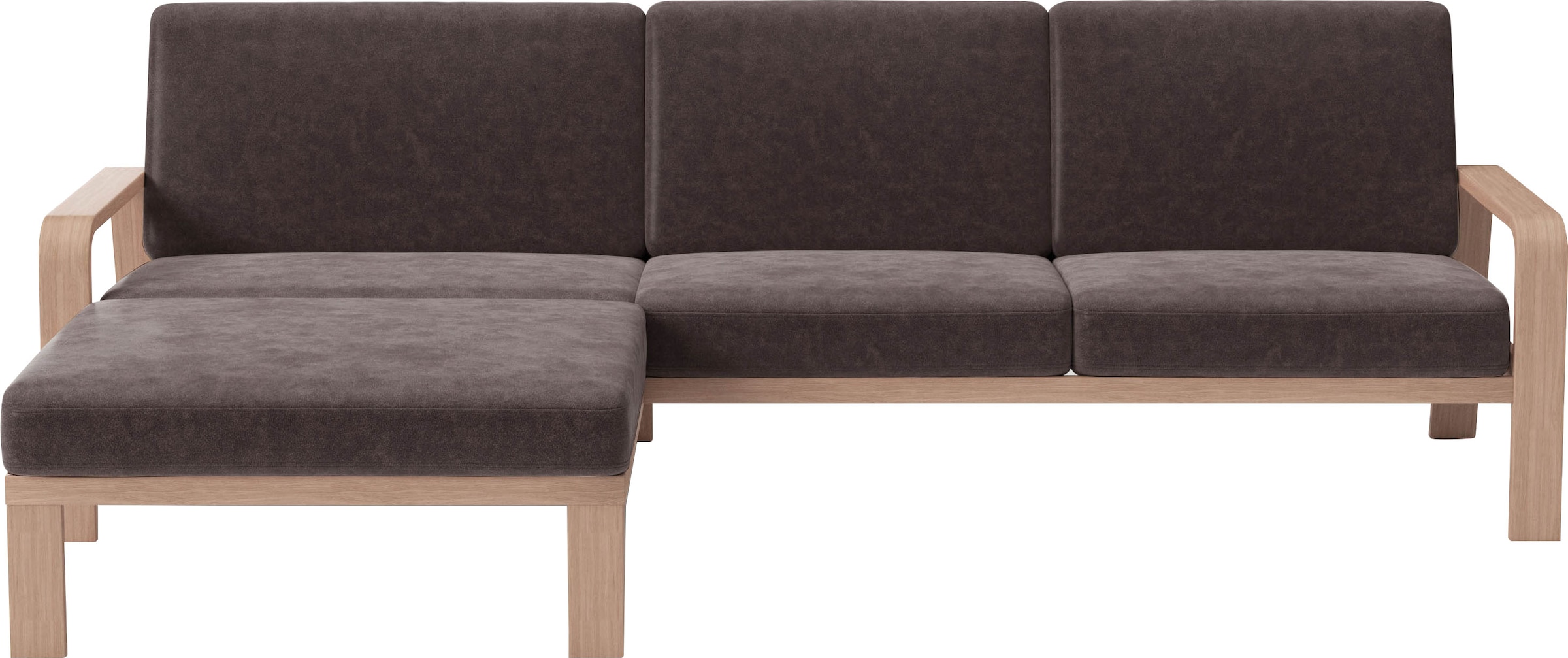 sit&more Ecksofa »Kolding L-Form«, Armlehnen aus Buchenholz in natur, verschiedene Bezüge und Farben