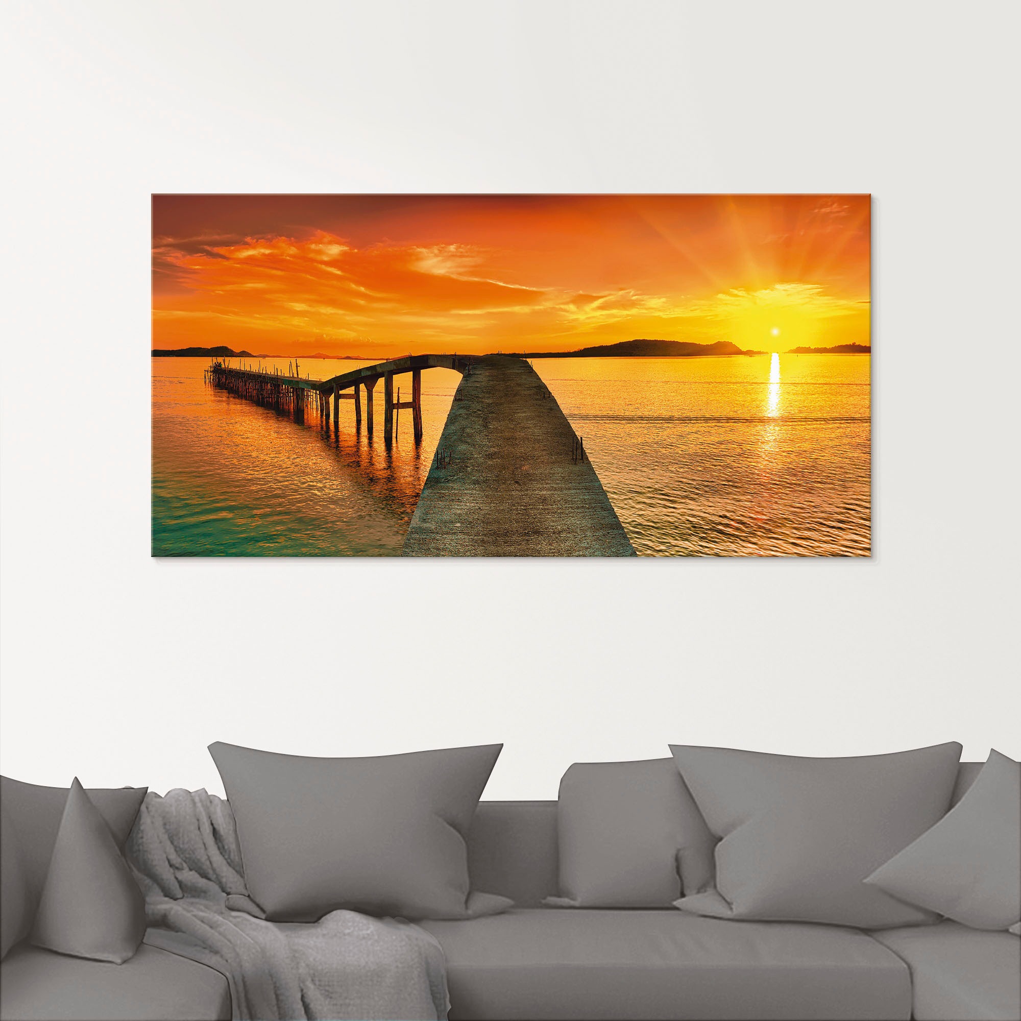 Artland Glasbild "Sonnenaufgang über dem Meer" Gewässer 1 Stk. tlg. in vers günstig online kaufen