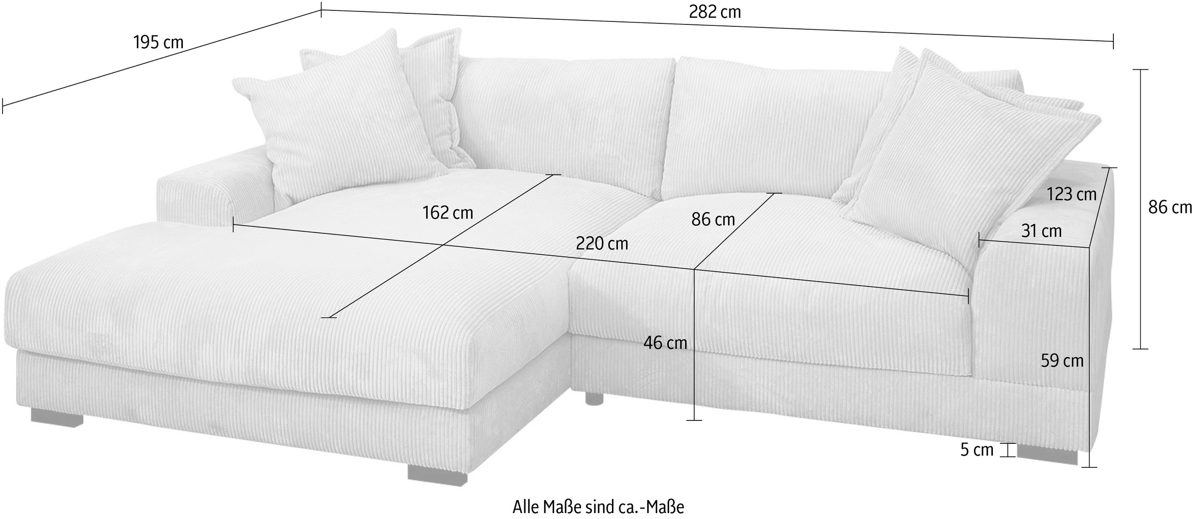 TRENDMANUFAKTUR Ecksofa »Zinal«, mit extra softem Sitz, in trendiger Breitcord-Optik