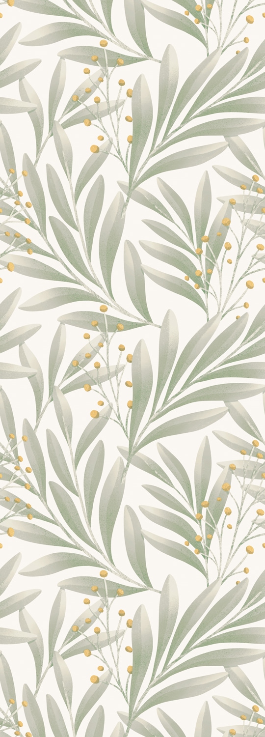 queence Vinyltapete »Blätter mit kleinen Blüten«, natürlich, Selbstklebende Tapete 90x250cm mit herbstlichem Motiv