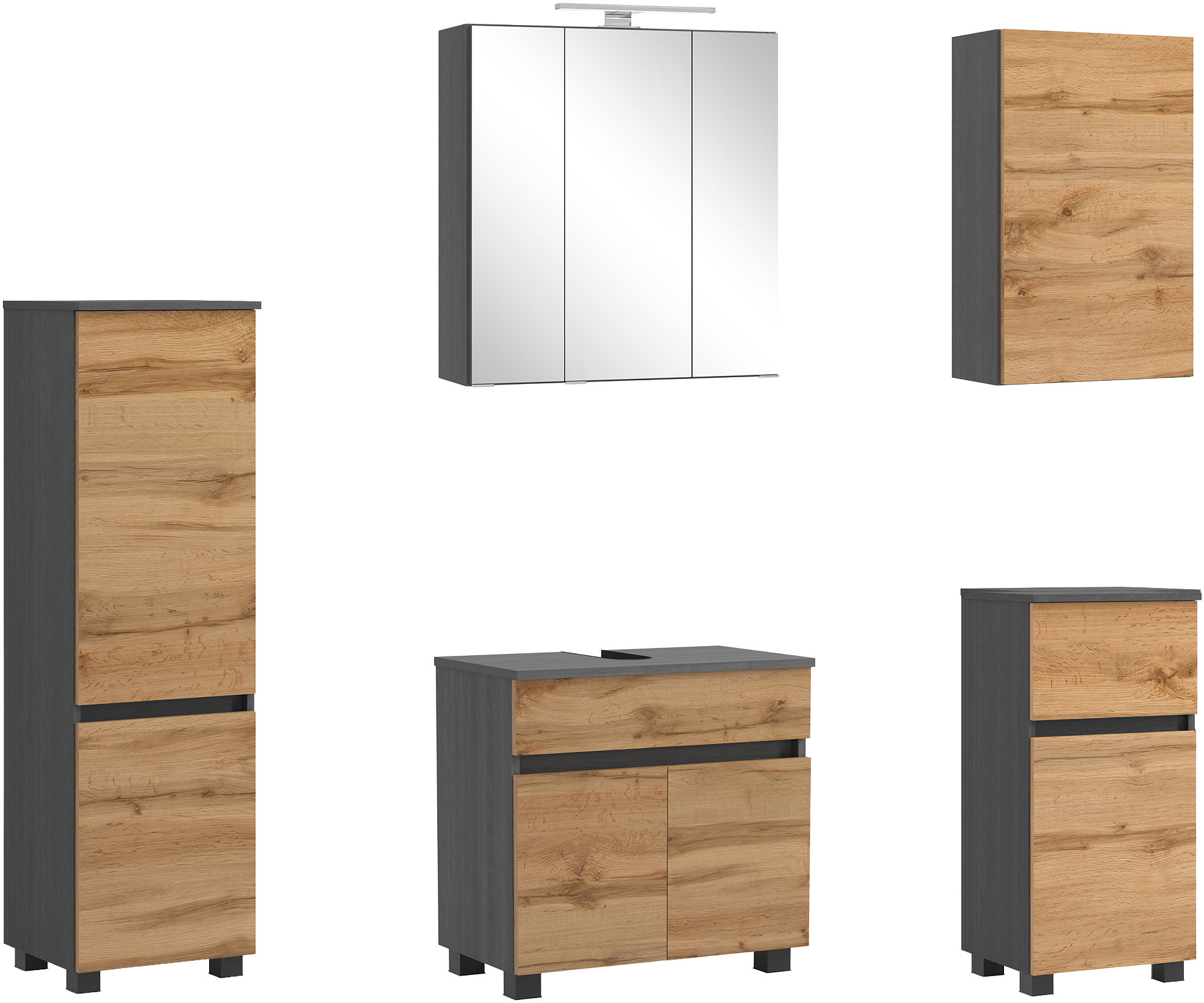OTTO home Badmöbel-Set "BOZEN, 5-tlg. Unterbecken-Set - Midischrank"