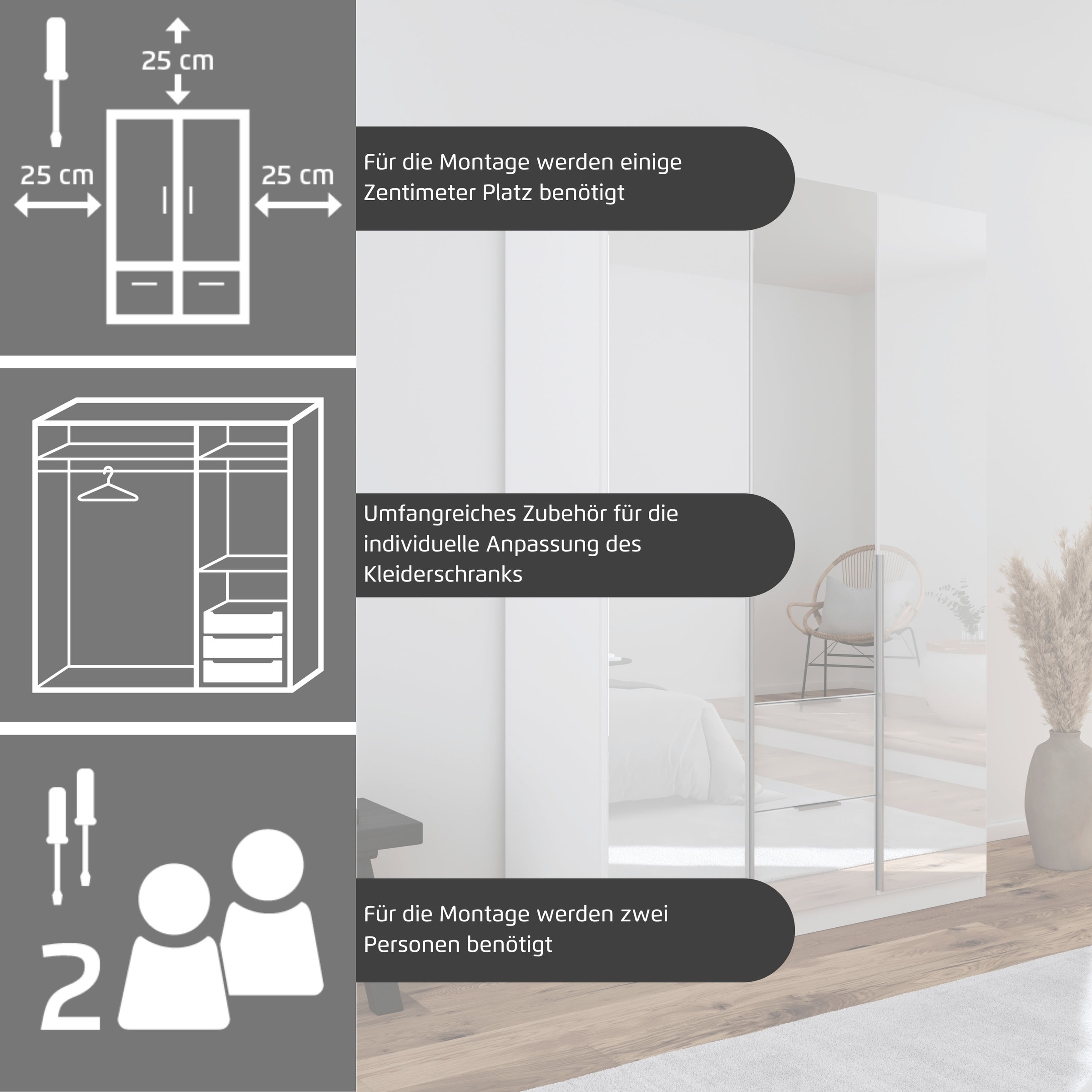 Thumbnail - OTTO home Drehtürenschrank "Kleiderschrank Kleiderschränke Schrank Garderobe AGORDO mit Glasfront" in zwei Griff-Farben,...