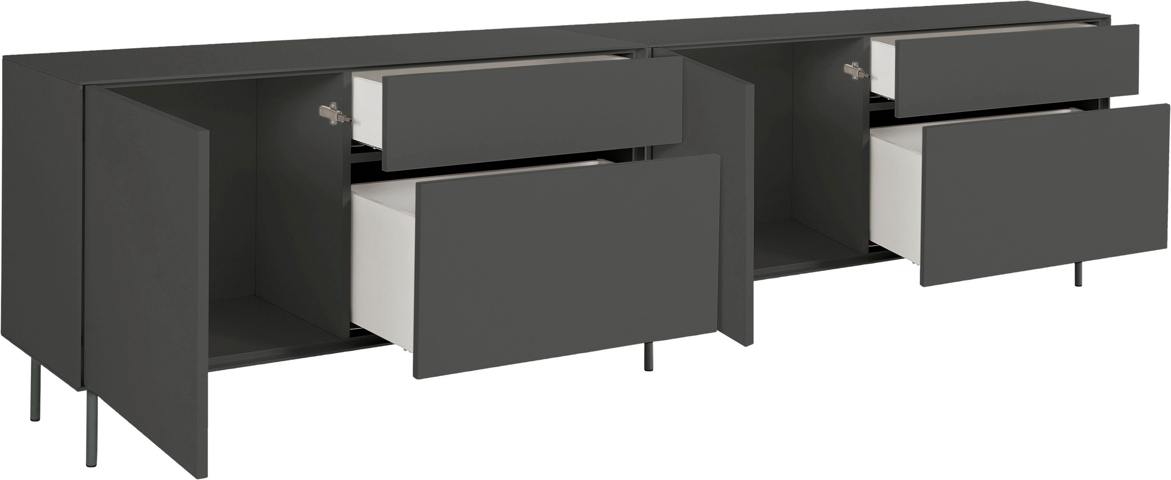 LeGer Home by Lena Gercke Lowboard »Essentials«, (2 St.), Breite: 254cm, MDF lackiert, Push-to-open-Funktion