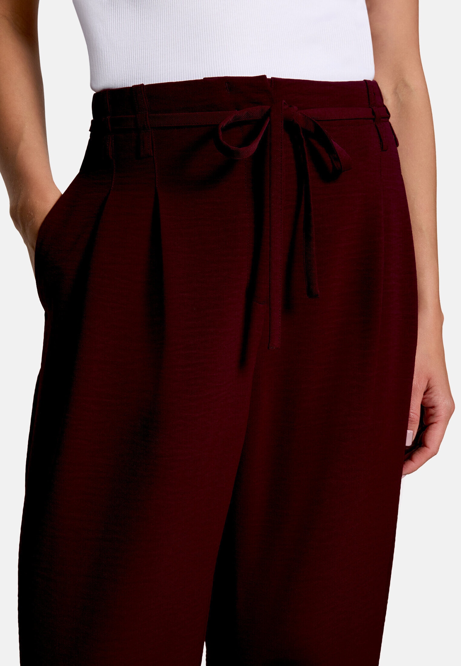 Zero Stoffhose »Damen fit Hose mit Bindegürtel«  Material