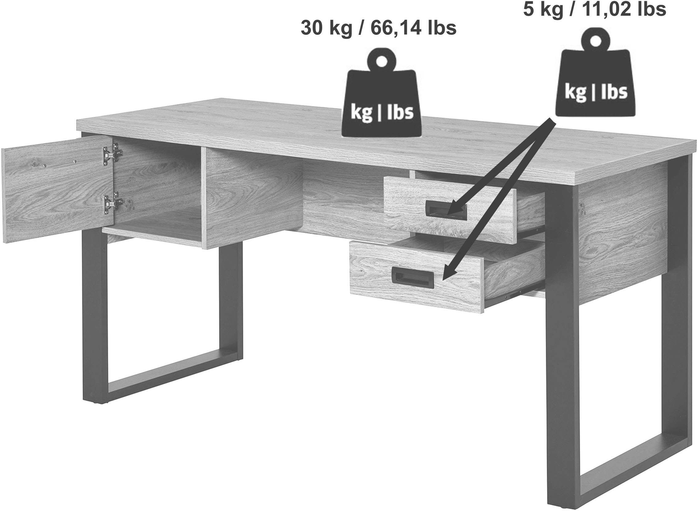 Jahnke Schreibtisch »RIVA D 150«, (1 St.), große Arbeitsfläche, Stauraum, Metallgriffe, Breite ca. 150 cm