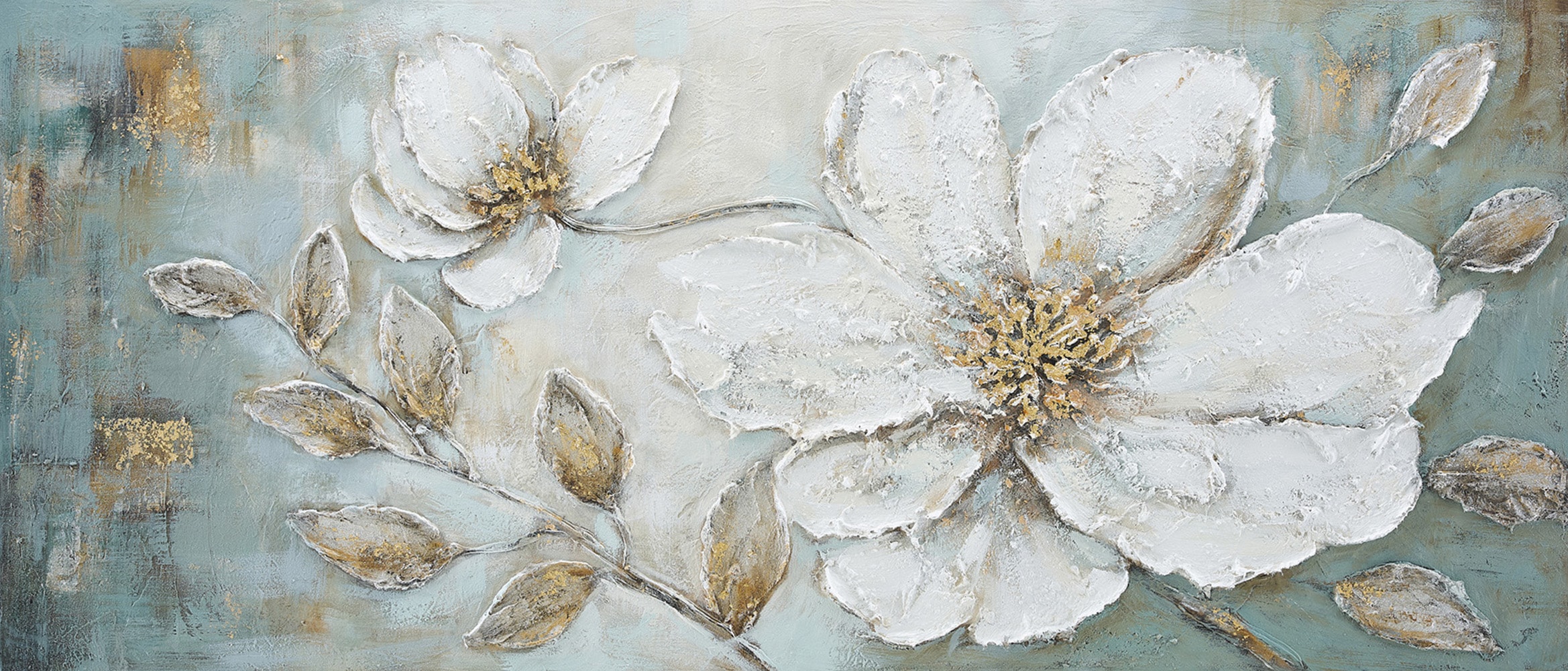 Bönninghoff Ölgemälde "handarbeit BLUMEN XXL 60x140 cm – Wandbild Kunst Deko modern" Blumen Blumenbilder handgefertigt, jedes Bild ein Unikat