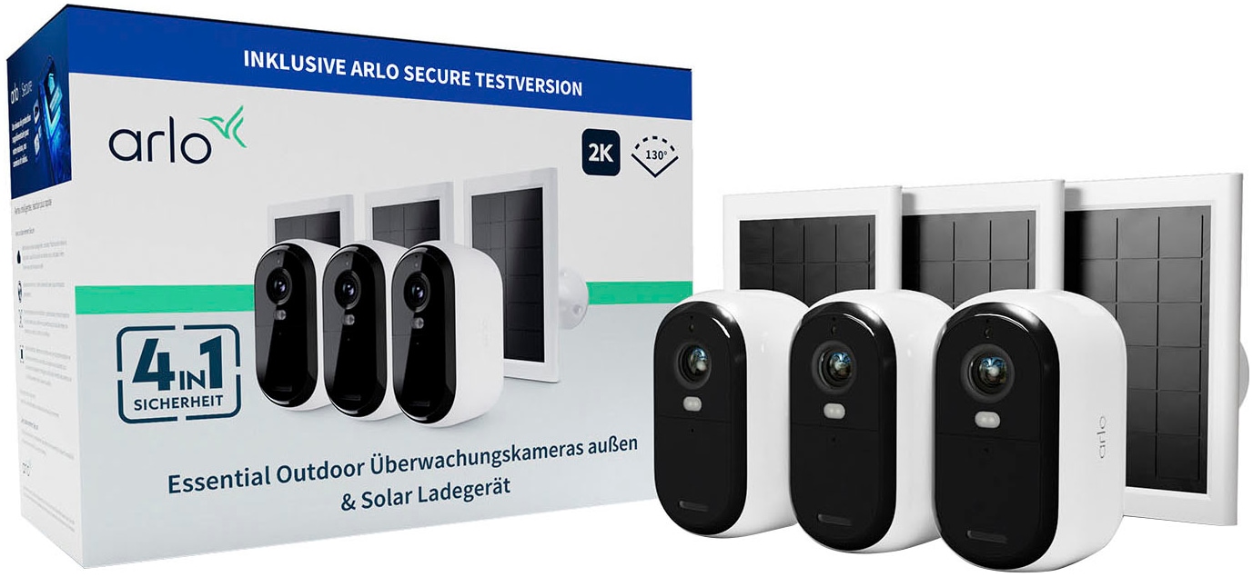 ARLO Smart Home Kamera »2 2K Outdoor Camera 3pack W/3 Solar Panel«, Außenbereich