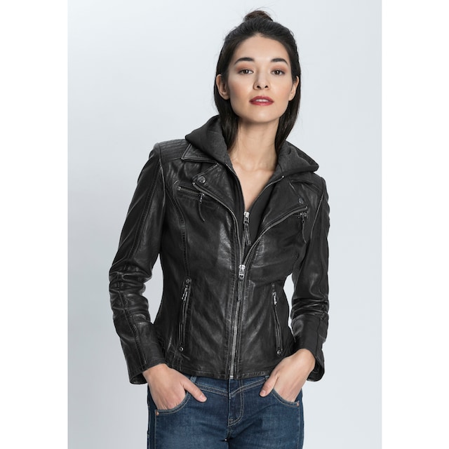 Gipsy Lederjacke »Nola2«, mit Kapuze, coole Biker mit Turndown Kragen &  herausnehmbarem Kapuzen-Inlay für kaufen | BAUR