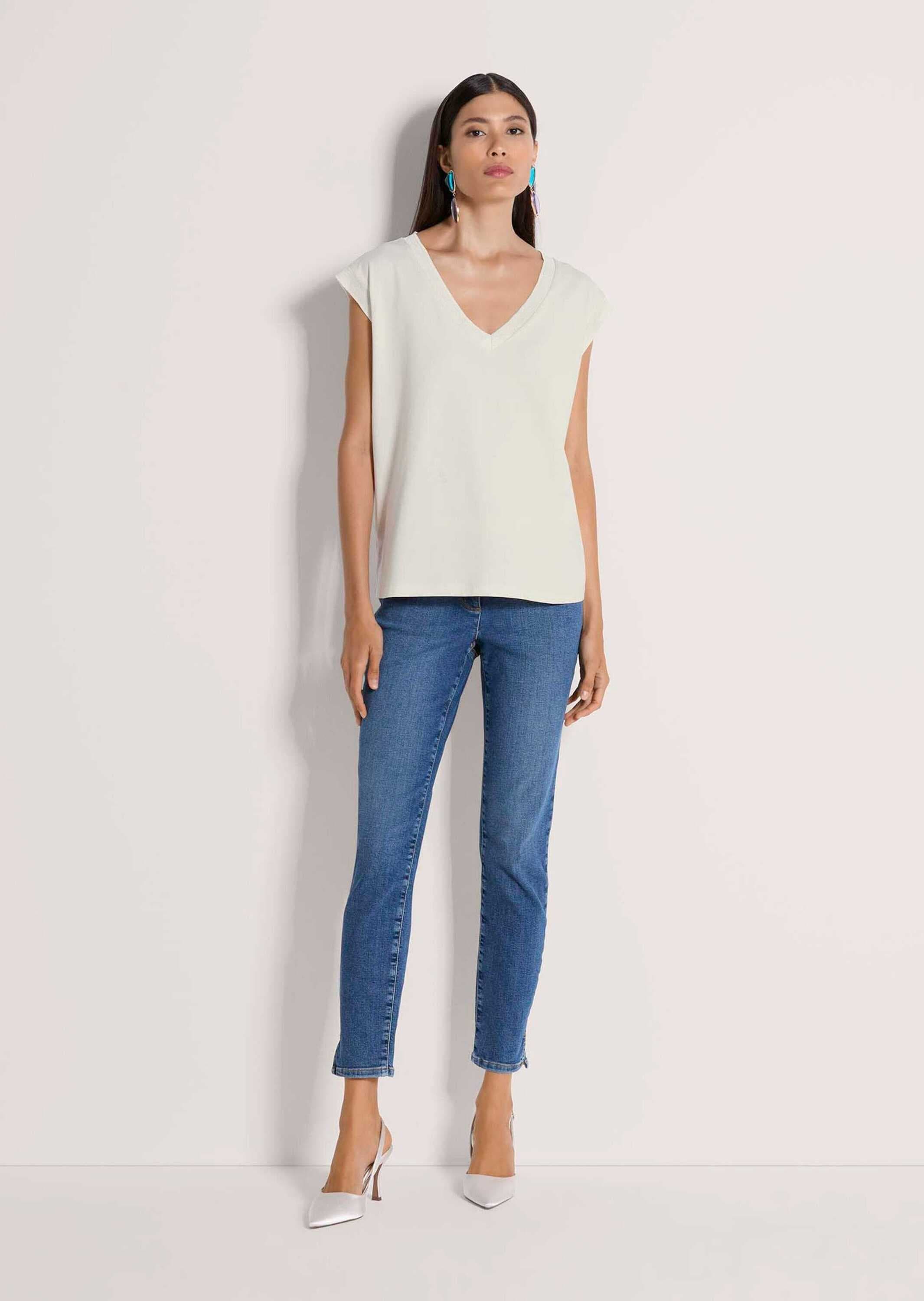 MADELEINE Kurzarmshirt »Jerseyshirt Sommershirt mit Rippenbändern« Breites Rippenband