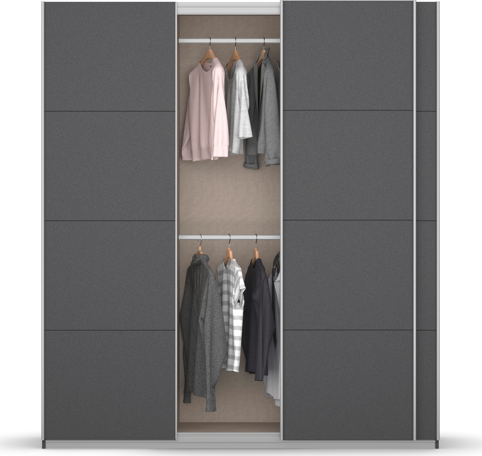 rauch Schwebetürenschrank »Kleiderschrank Schrank Garderobe KOLUNA mit Dekor-Front«, inkl. 2 Innenschubladen sowie extra Einlegeböden MADE IN GERMANY