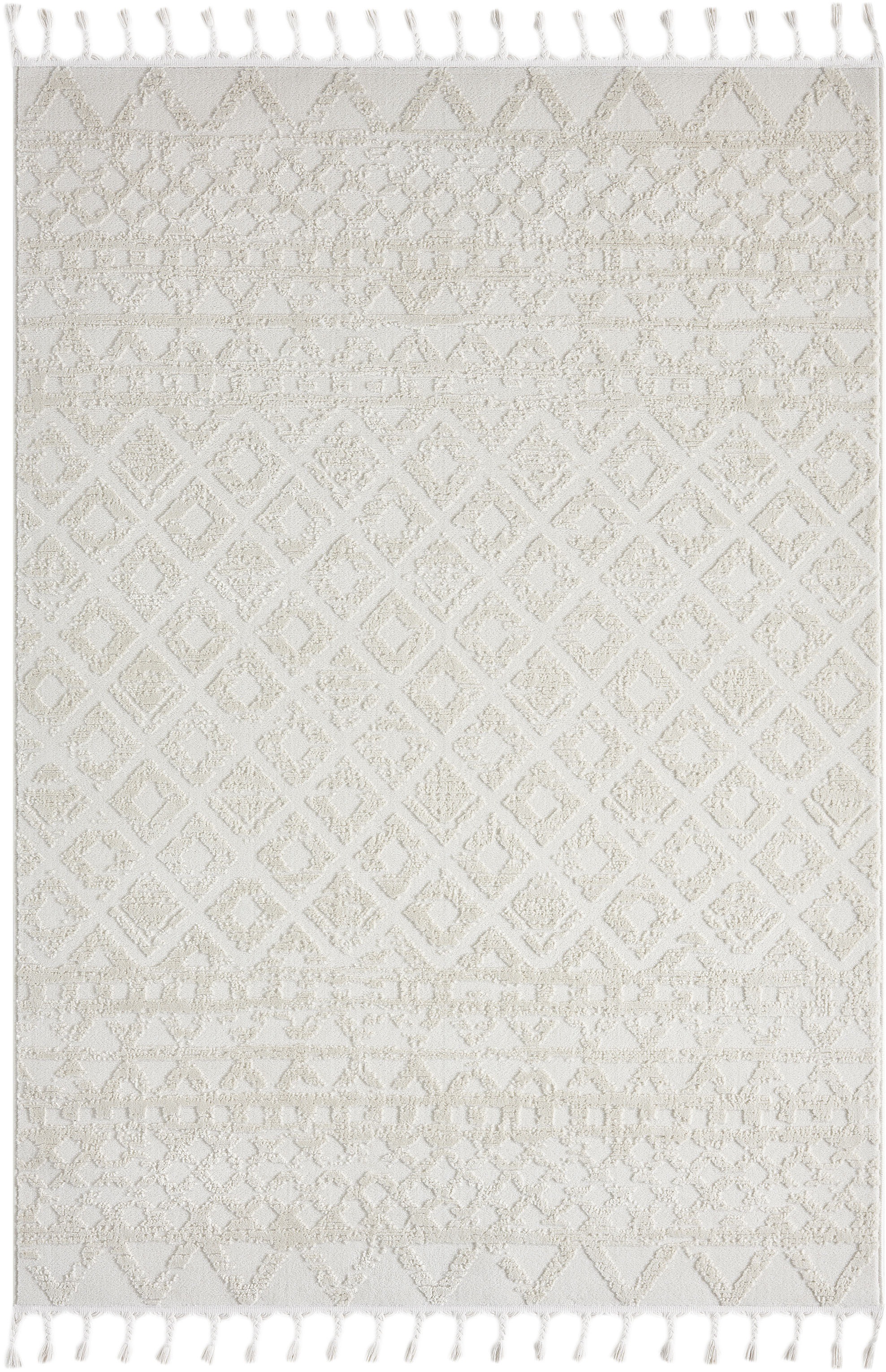 my home Teppich "Ribeyret" rechteckig 11 mm Höhe mit Fransen, Hoch-Tief-Str günstig online kaufen