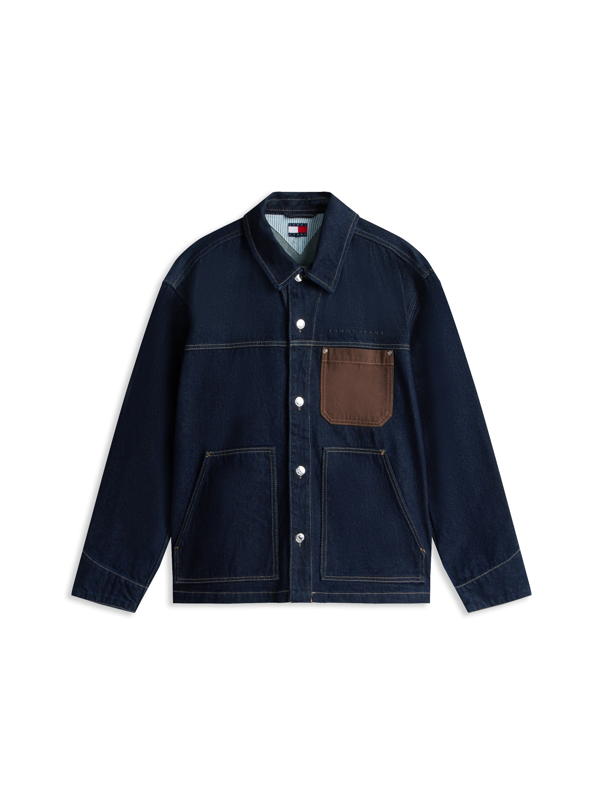 Jeansjacke TOMMY JEANS "CHORE JACKET", Damen, Gr. XL, denim schwarz, Denim/Jeans, Obermaterial: 100% Baumwolle, relaxed fit, 2-Knopf-Manschette, Jacken Jeansjacke, Relaxed Fit, halbgespreizter Kragen 4
