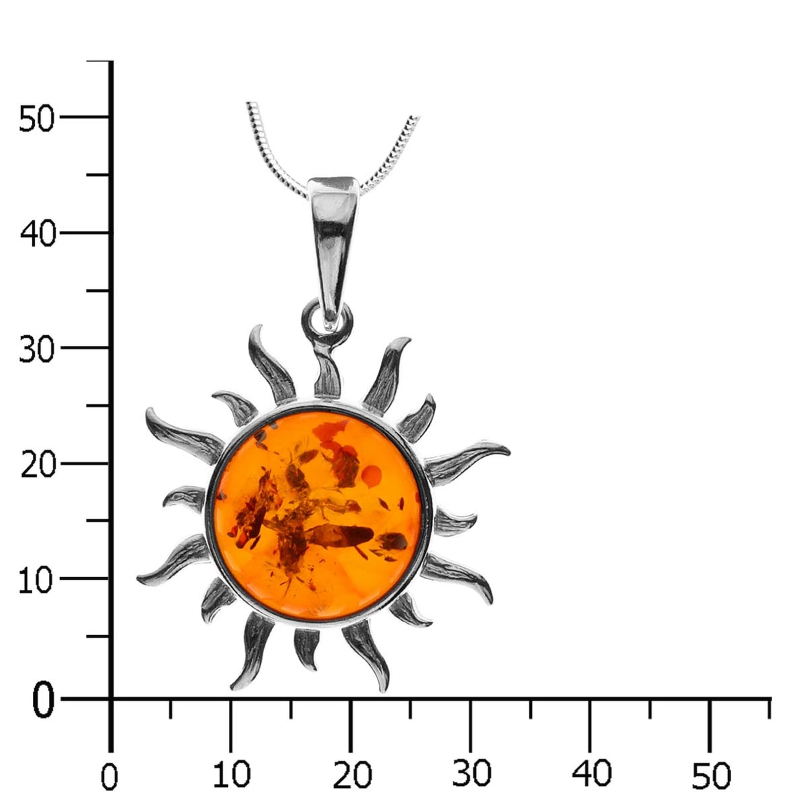 OSTSEE-SCHMUCK Kette mit Anhänger »- Sonne 30 mm - Silber 925/000 - Bernstein«