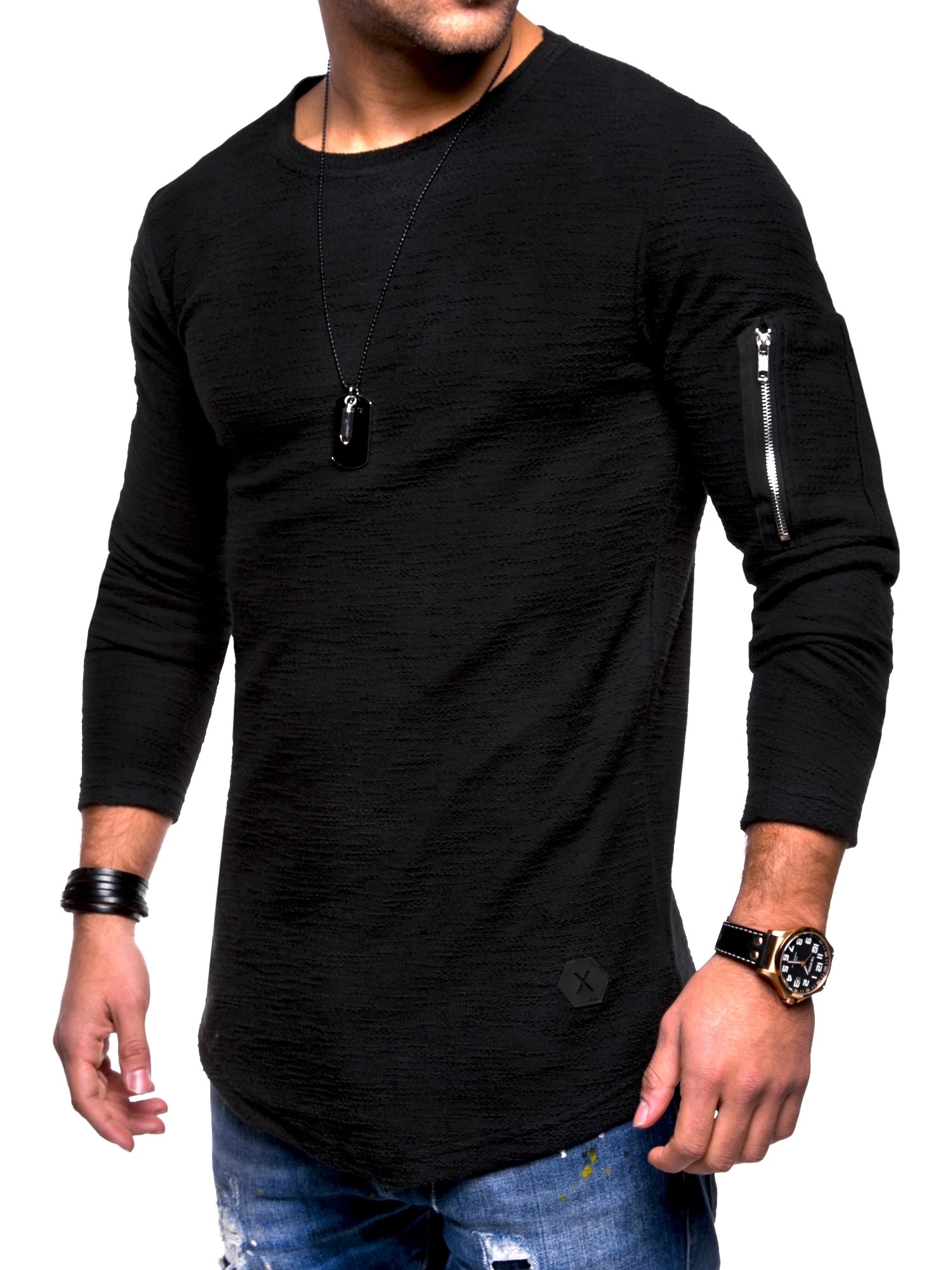 behype Sweatshirt "JESPER", mit cooler Armtasche