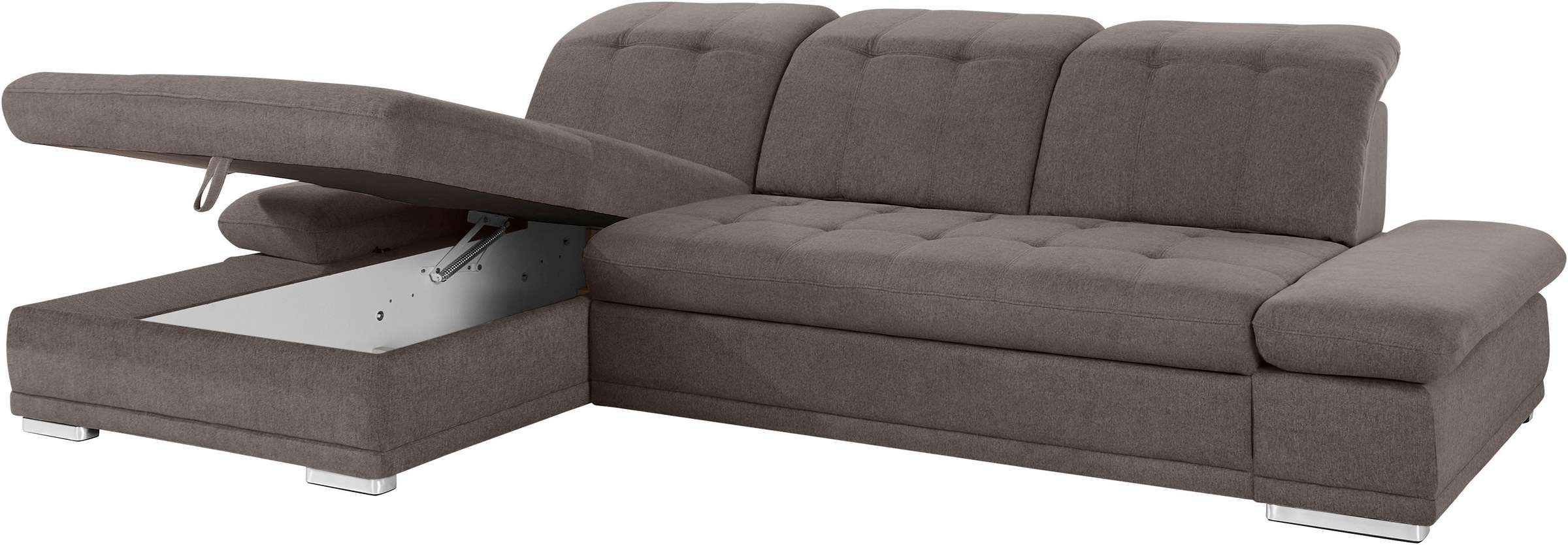 COTTA Ecksofa »Holiday L-Form mit Sitztiefen-, Armteil- und Kopfteilverstellung«, wahlweise mit Bettfunktion & Bettkasten
