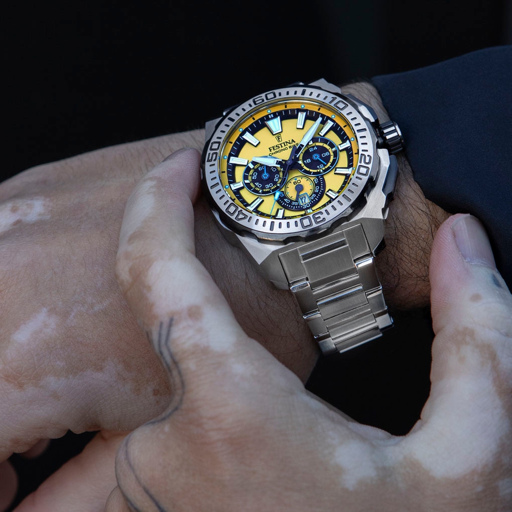 Festina Chronograph »Chrono Bike 2025«, Quarzuhr, Armbanduhr, Herrenuhr, Edelstahlarmband, analog, Tag