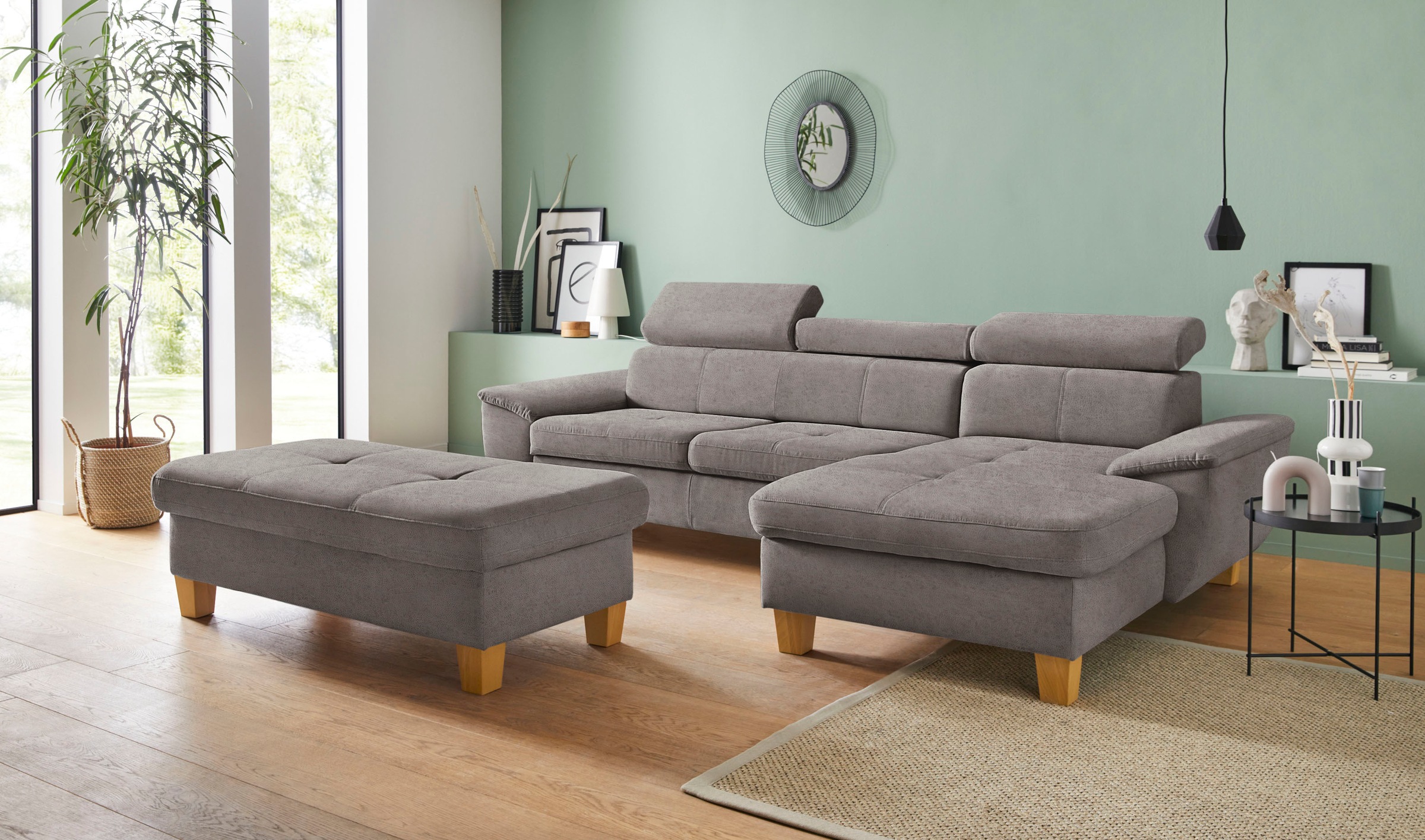 exxpo - sofa fashion Ecksofa »Enya, aufwendige Detailverarbeitung, hoher Sitzkomfort, bequem, L-Form«, inkl. Kopfteilverstellung, wahlweise mit Bettfunktion und Bettkasten