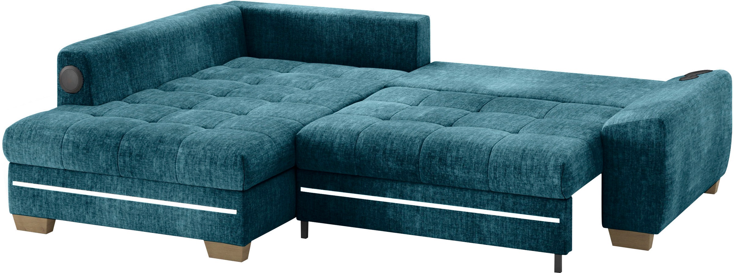 Mr. Couch Ecksofa »Nikita II, L-Form«, mit Kaltschaum, RGB-LED, Soundsystem, wahlweise mit Bett, Bettkasten