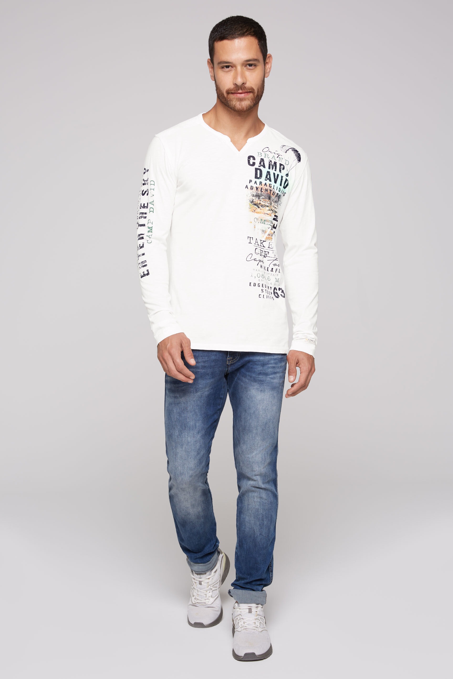CAMP DAVID Langarmshirt, aus Baumwolle