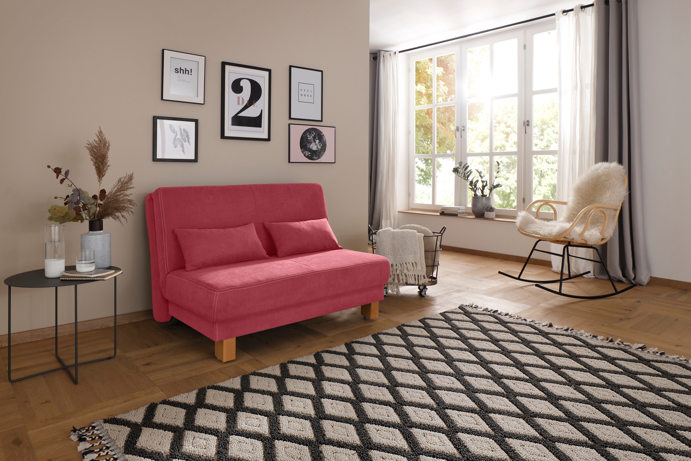 Home affaire Schlafsofa »Gina«, vom Sofa zum Bett mit einem Handgriff, in 4 Breiten, Nierenkissen