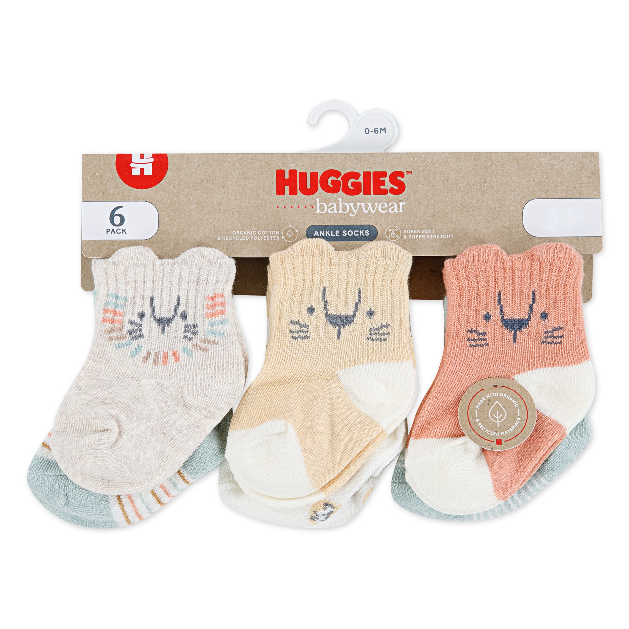 Huggies Babywear HGHB 6PK Sock Sand 3