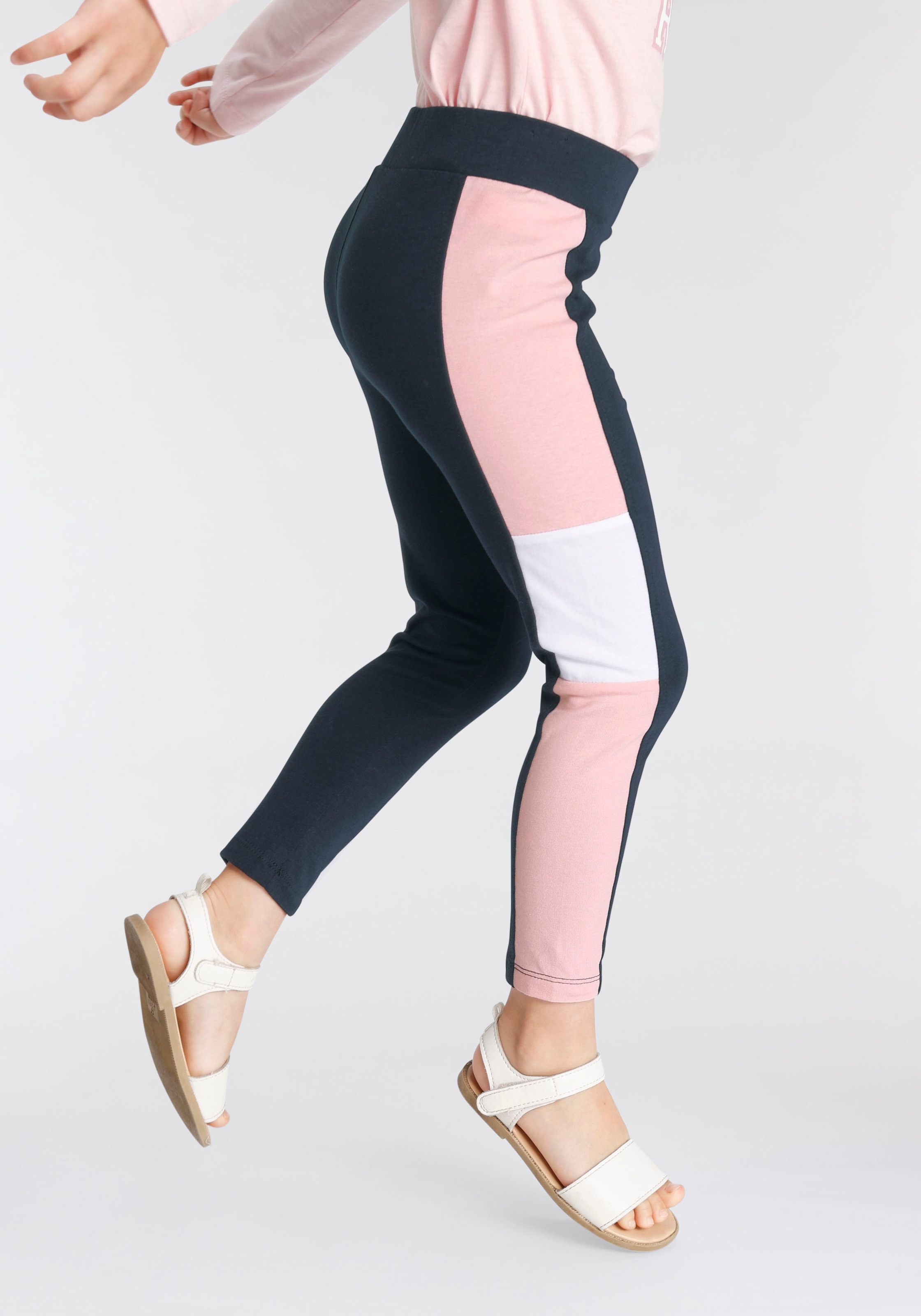 Thumbnail - KangaROOS Leggings "Colorblocking Leggings für kleine Mädchen" mit breitem Bündchen und Logoprint