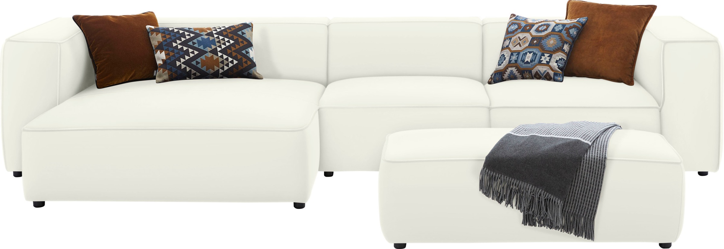 W.SCHILLIG Ecksofa »around-the-block«, mit eleganter Biese, mit Federkern, Breite 341 cm