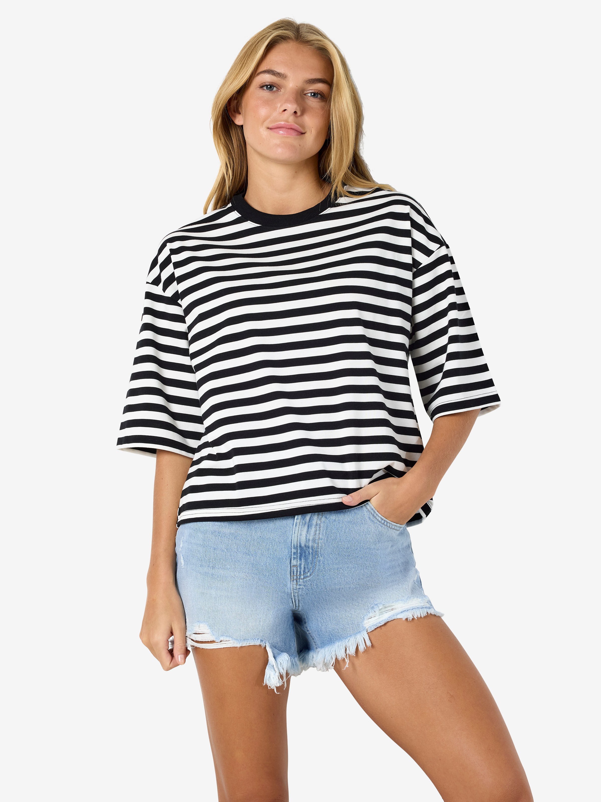 Noisy may Sweatshirt "NMEMBER 2/4 STRIPE SWEAT BOX" günstig online kaufen