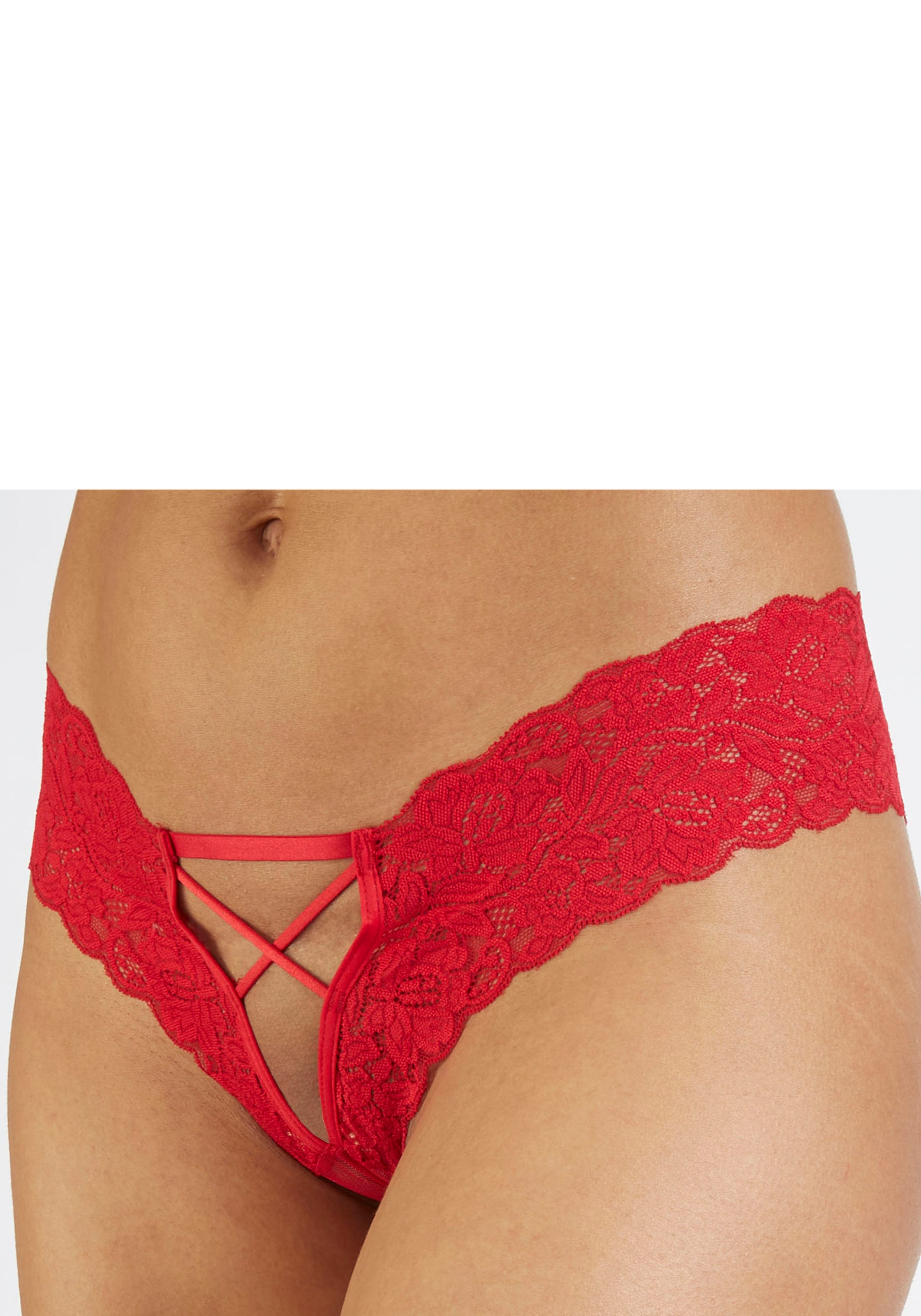 petite fleur gold Panty-Ouvert, (Packung, 2 Stück), im günstigen Doppelpack, mit edlen Schnürungen, Reizwäsche