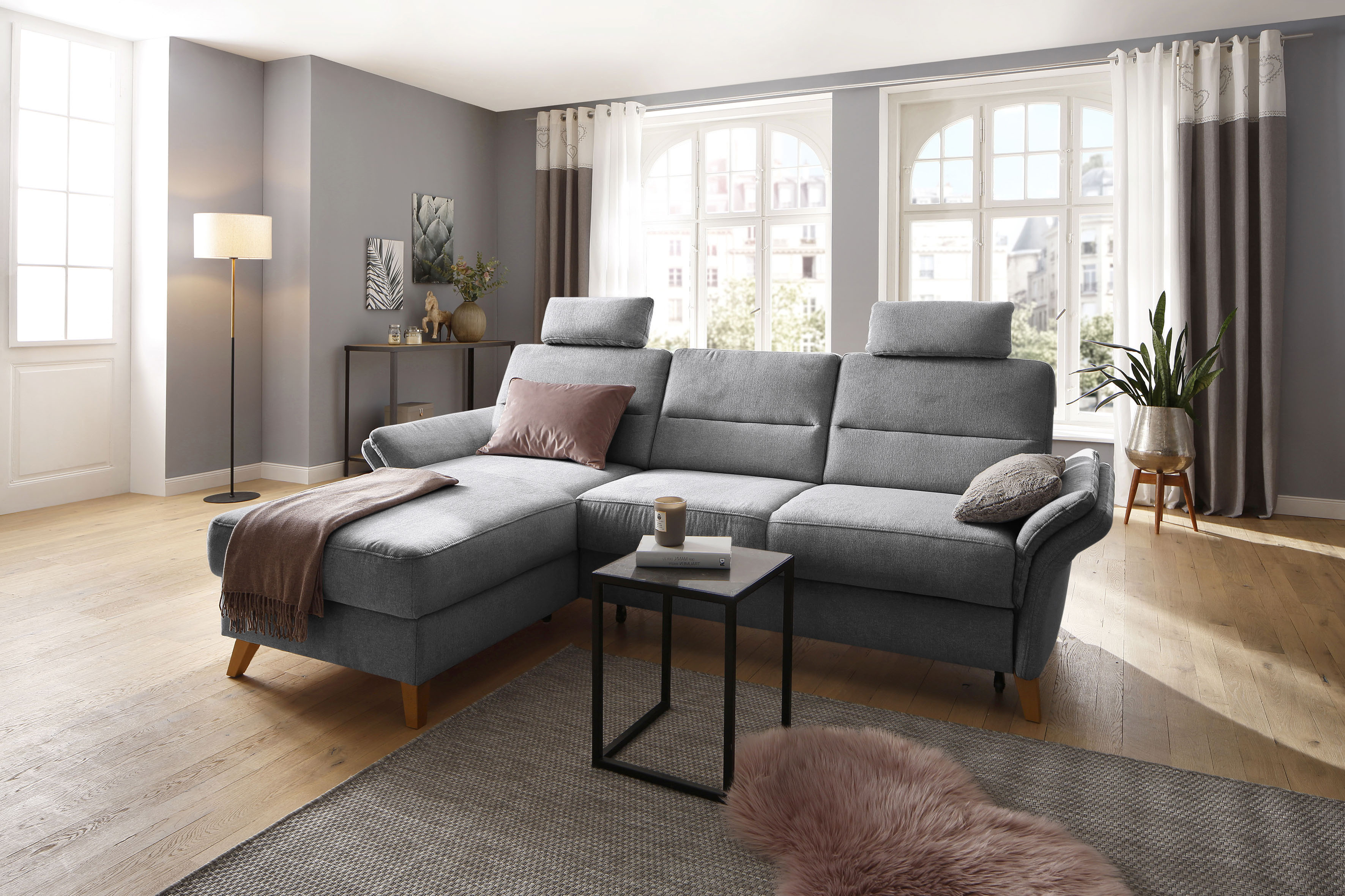 OTTO home Ecksofa "Westerland L-Form" Federkern-Polsterung, wahlweise mit Schlaffunktion, Bettkasten