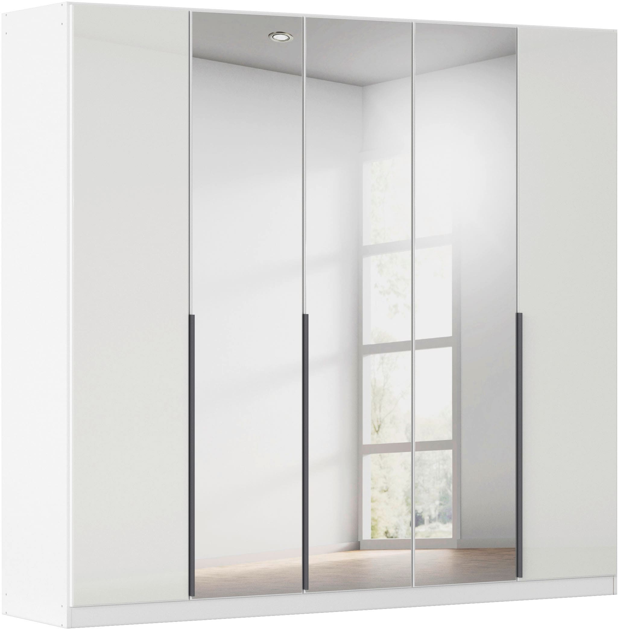 OTTO home Drehtürenschrank "Kleiderschrank Schrank Garderobe AGORDO mit Glasfront und Spiegel" in zwei Griff-Farben, Breiten 91-405 cm, durchdachte Innenausstattung, in 8 Breiten und 2 Höhen MADE IN GERMANY