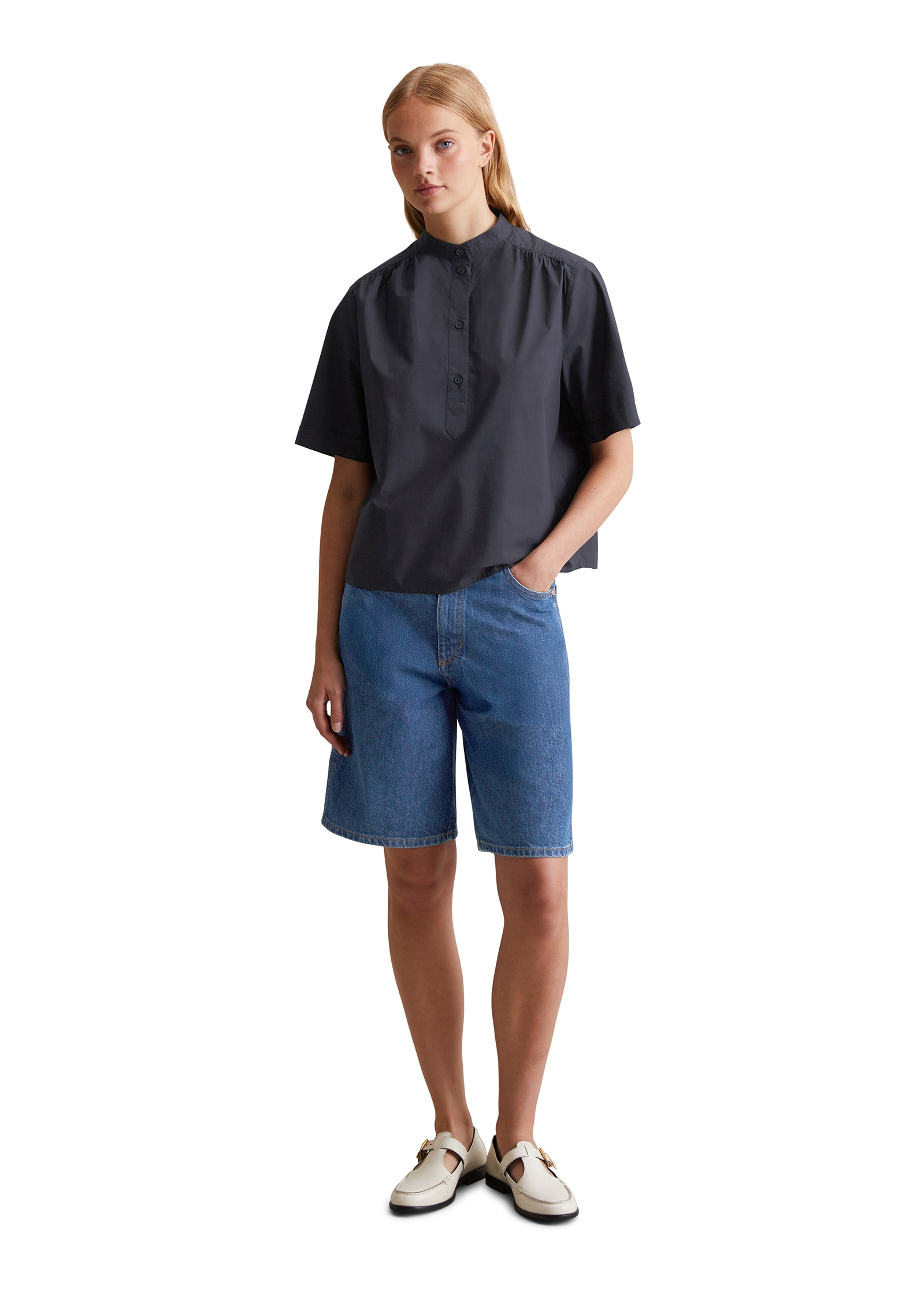 Marc O'Polo DENIM Kurzarmbluse »aus Papertouch Popeline«
