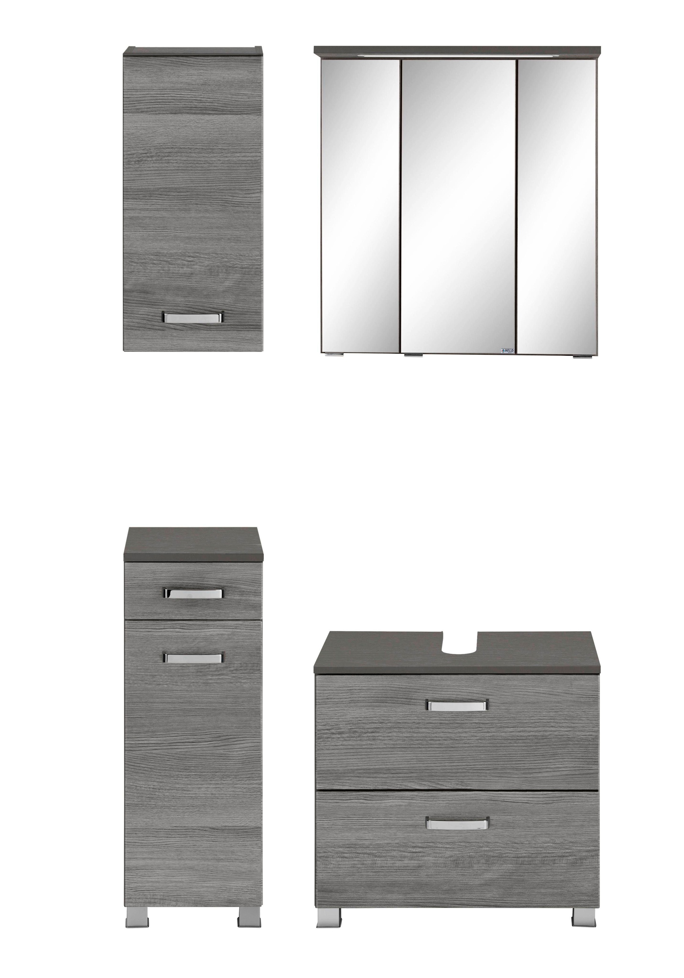 welltime Badmöbel-Set »Ravenna«, (4 St.), Hängeschrank, Unterschrank, Spiegelschrank, Waschbeckenunterschrank