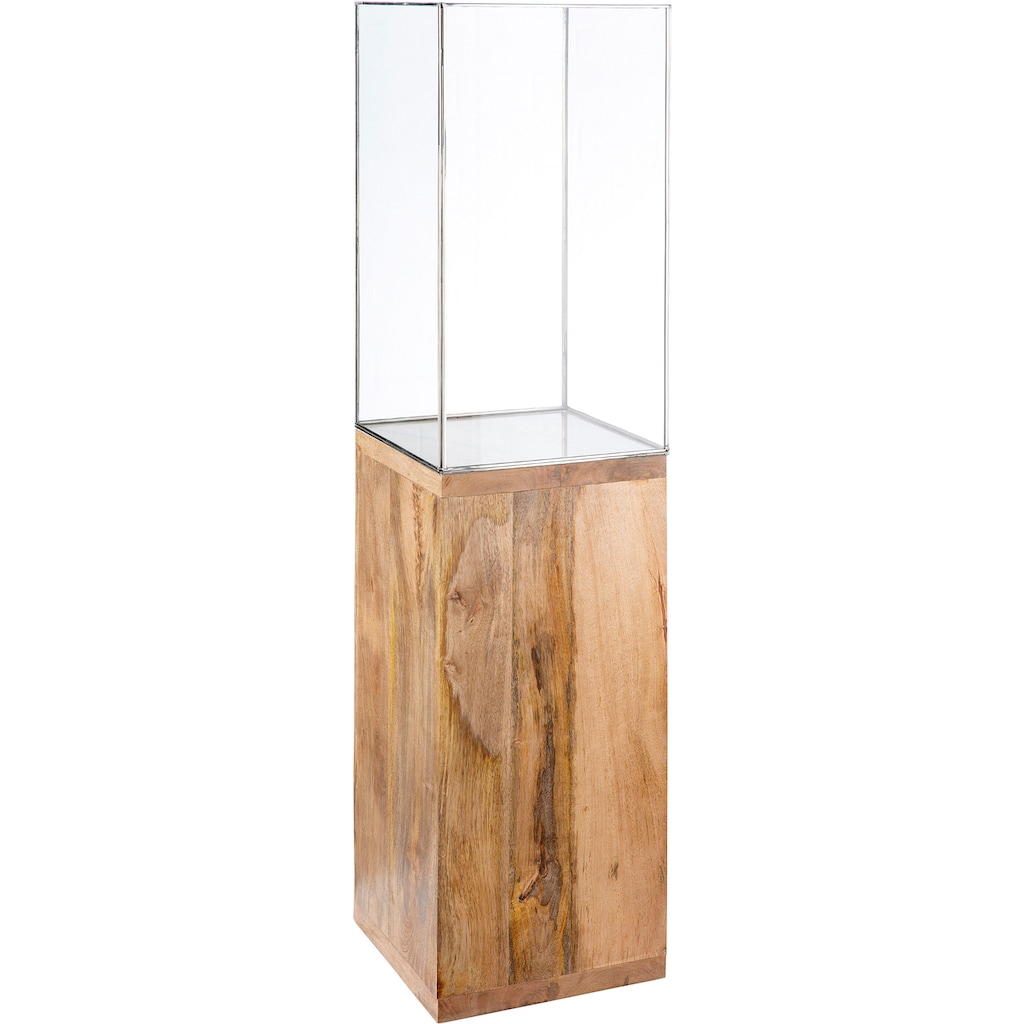 GILDE Bodenwindlicht »Kerzenhalter Säule«, (1 St.), mit geöltem Mangoholz, Höhe ca. 91 cm