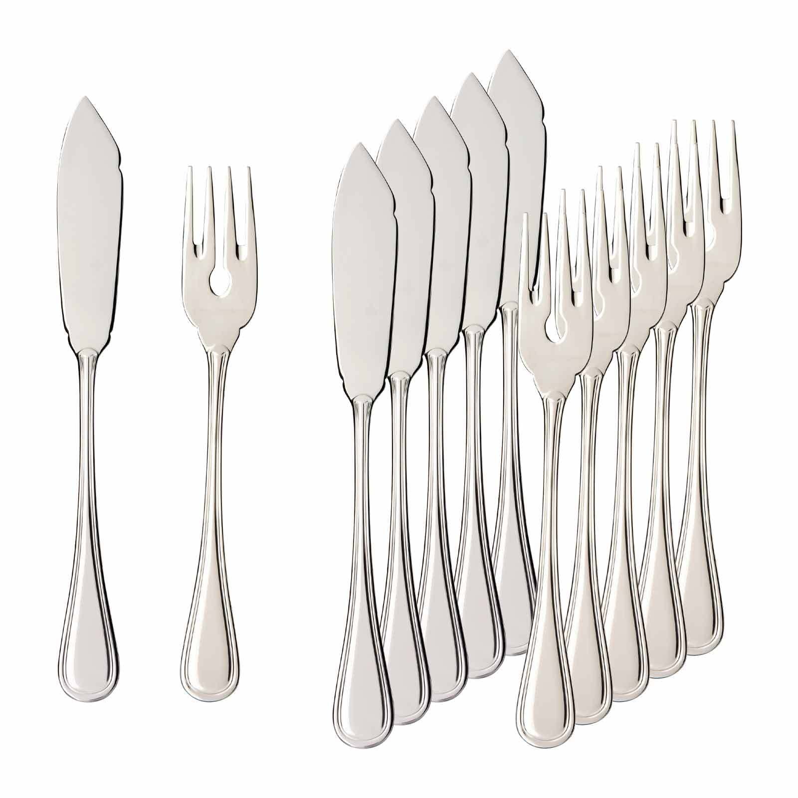 Villeroy & Boch Fischbesteck "Fischbesteck Neufaden Merlemont 6er Set silber" Spülmaschinenfest