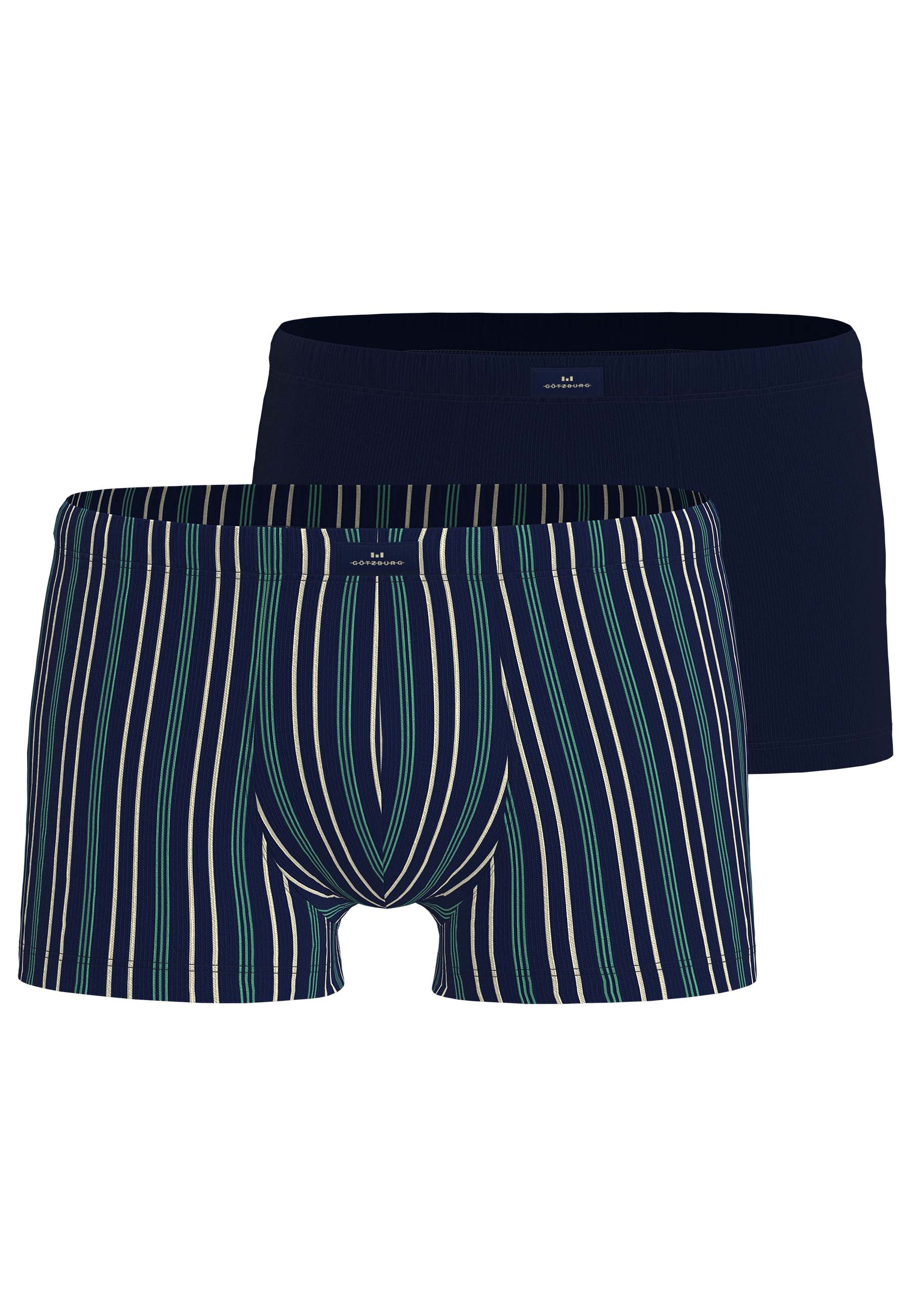 GÖTZBURG Retro Pants "Edingburgh" gestreift, basic, kurz, eng, atmungsaktiv, mit Logo, Baumwollmix
