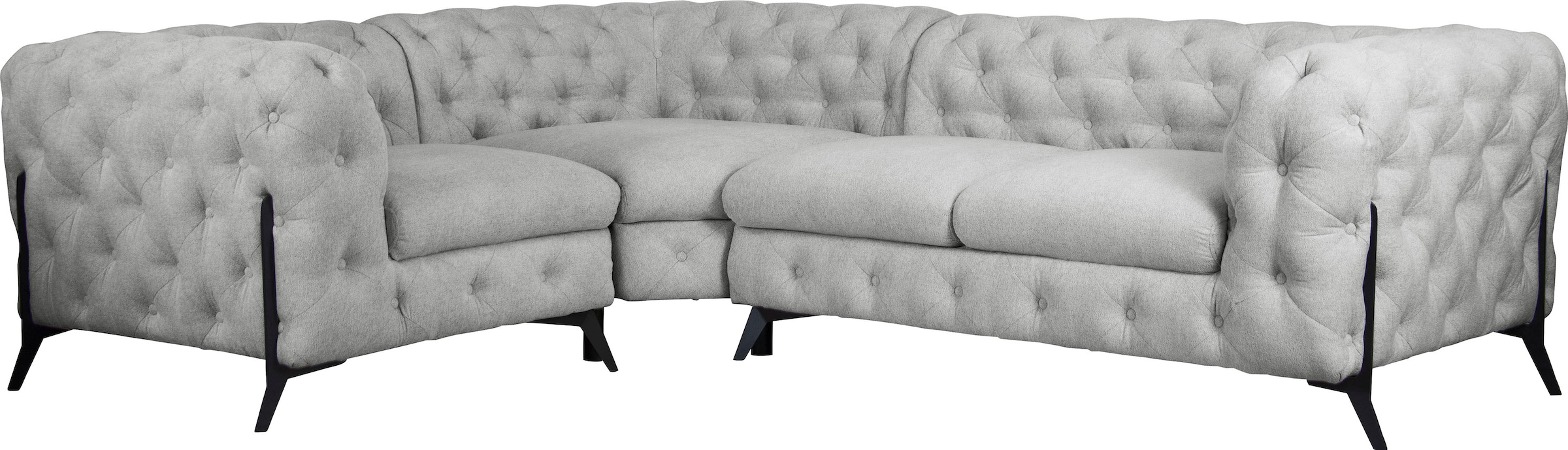 Leonique Chesterfield-Sofa "Amaury L-Form", moderne Chersterfield-Optik, Breite 262 cm, Fußfarbe wählbar