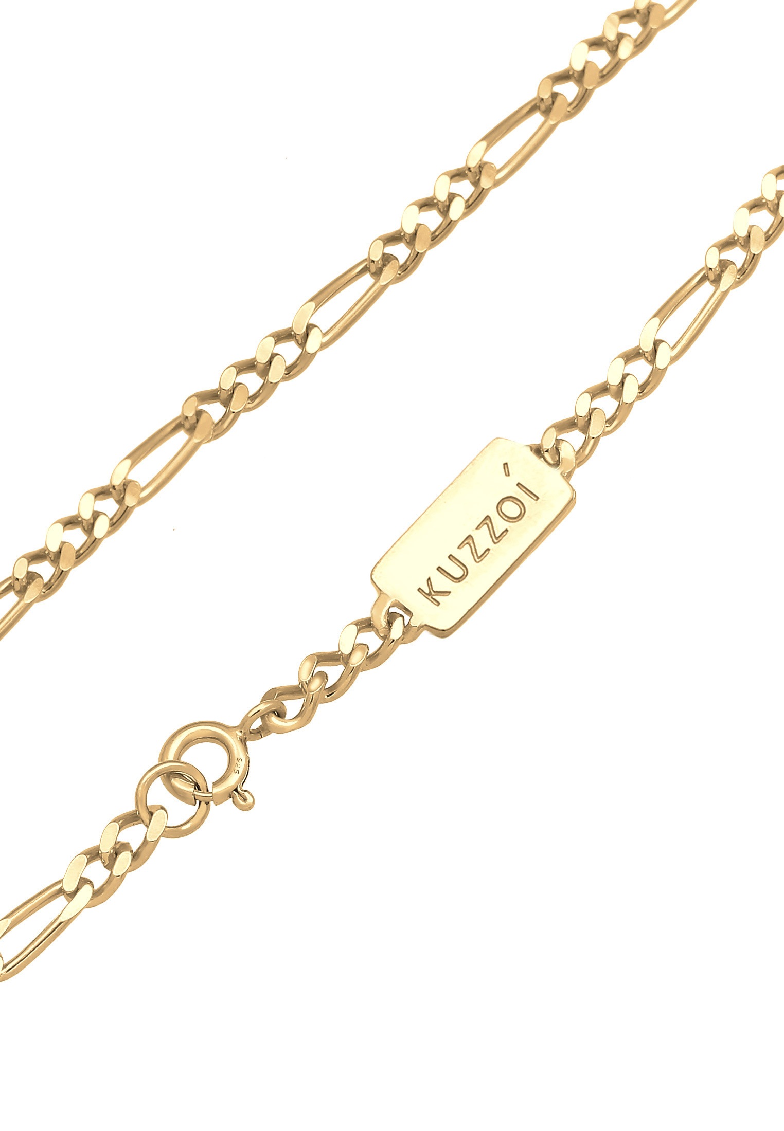 Silberkette KUZZOI "Herrn Figaro Oxidiert Massiv Mann 925 Silber" Gr. 50, gold, Halsketten, Herren, 50, ohne Stein, Silber 925 (Sterlingsilber), L: 50, Silberkette 3