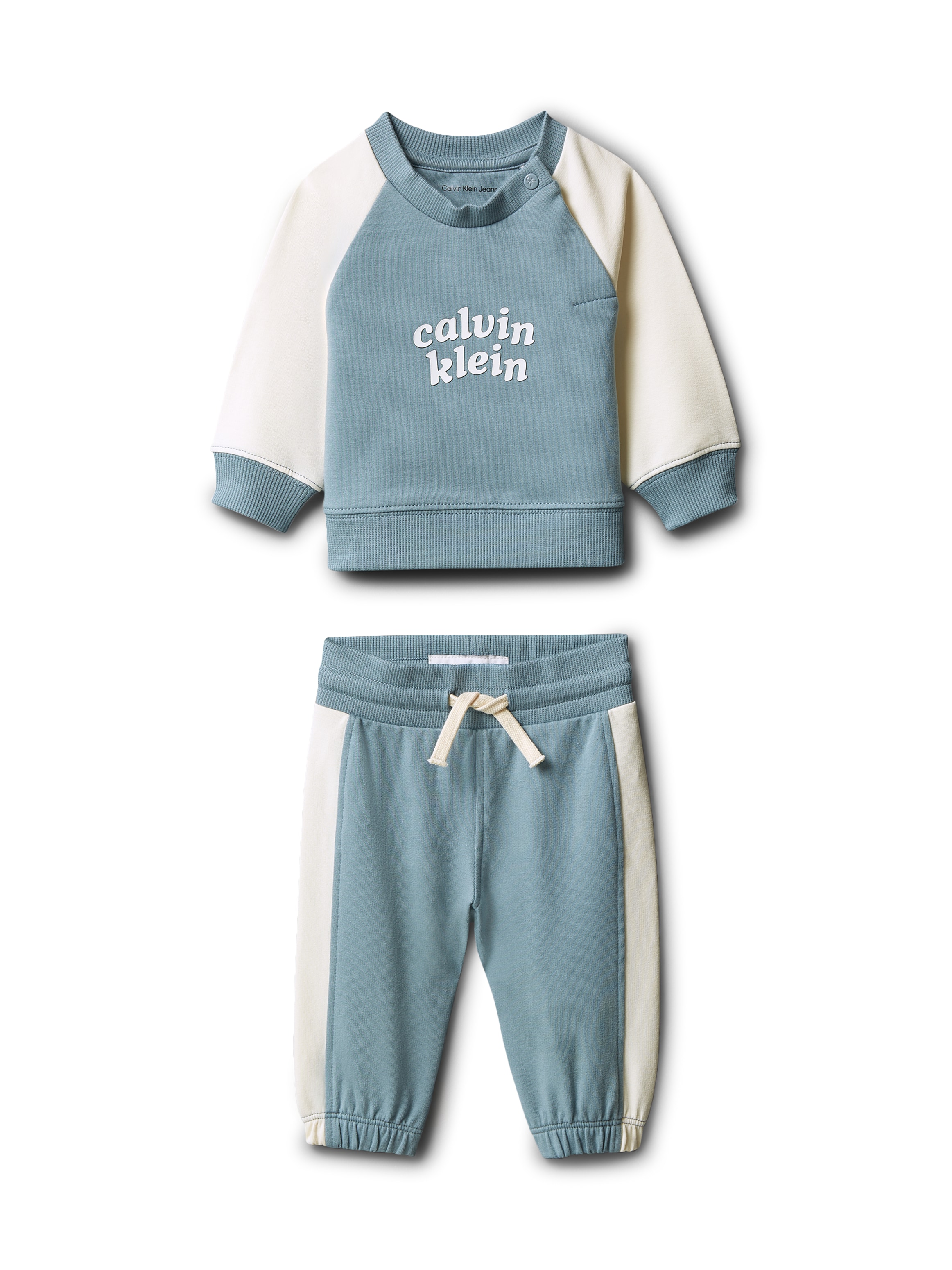 Calvin Klein Jeans Langarmshirt & Hose »COLOR BLOCK RAGLAN JOG SET« Set,  Regular fit mit Druckknopfverschluss