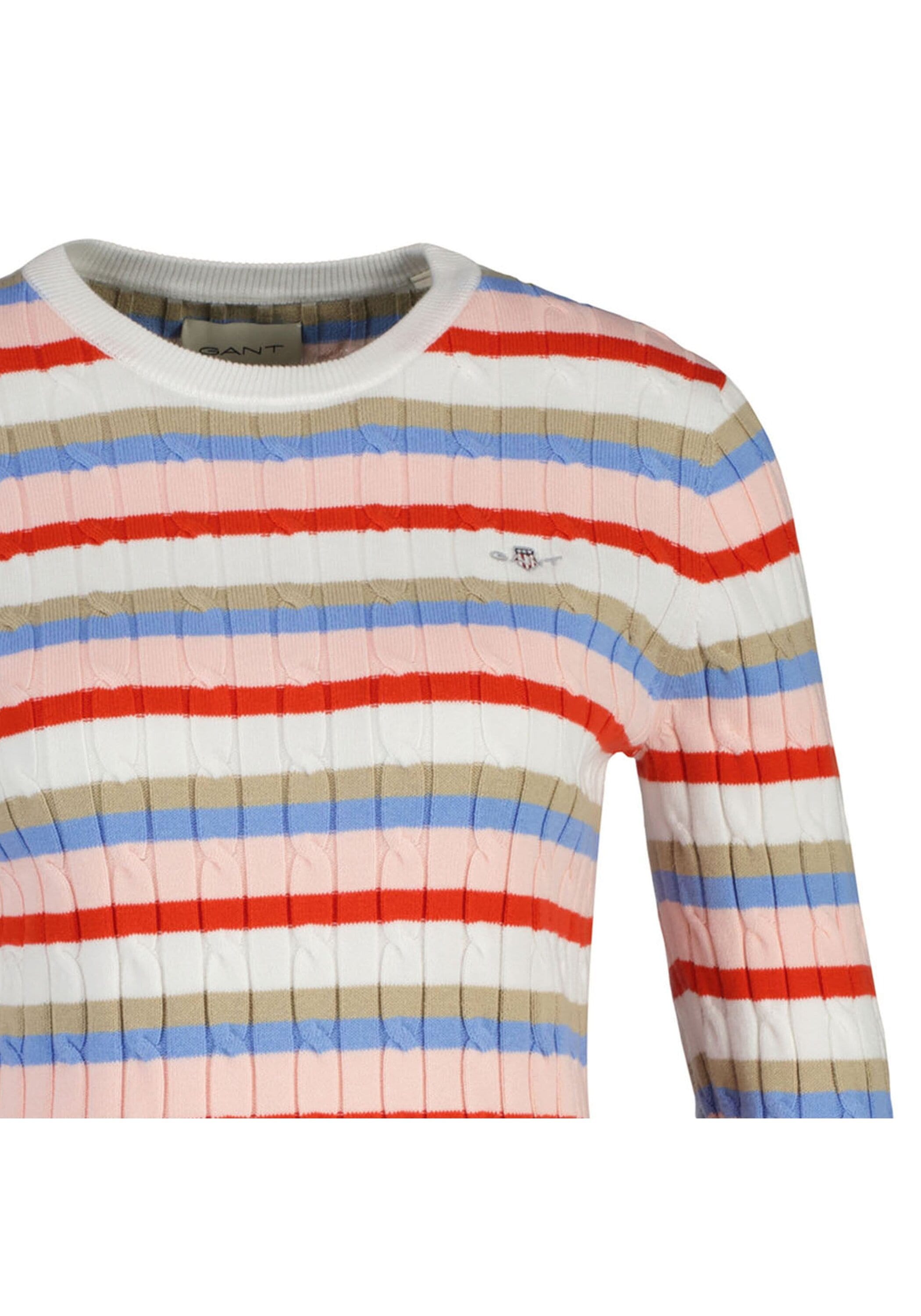 Gant Sweater »Strickpullover STRETCH COTTON CABLE STRIPE C-NECK«
