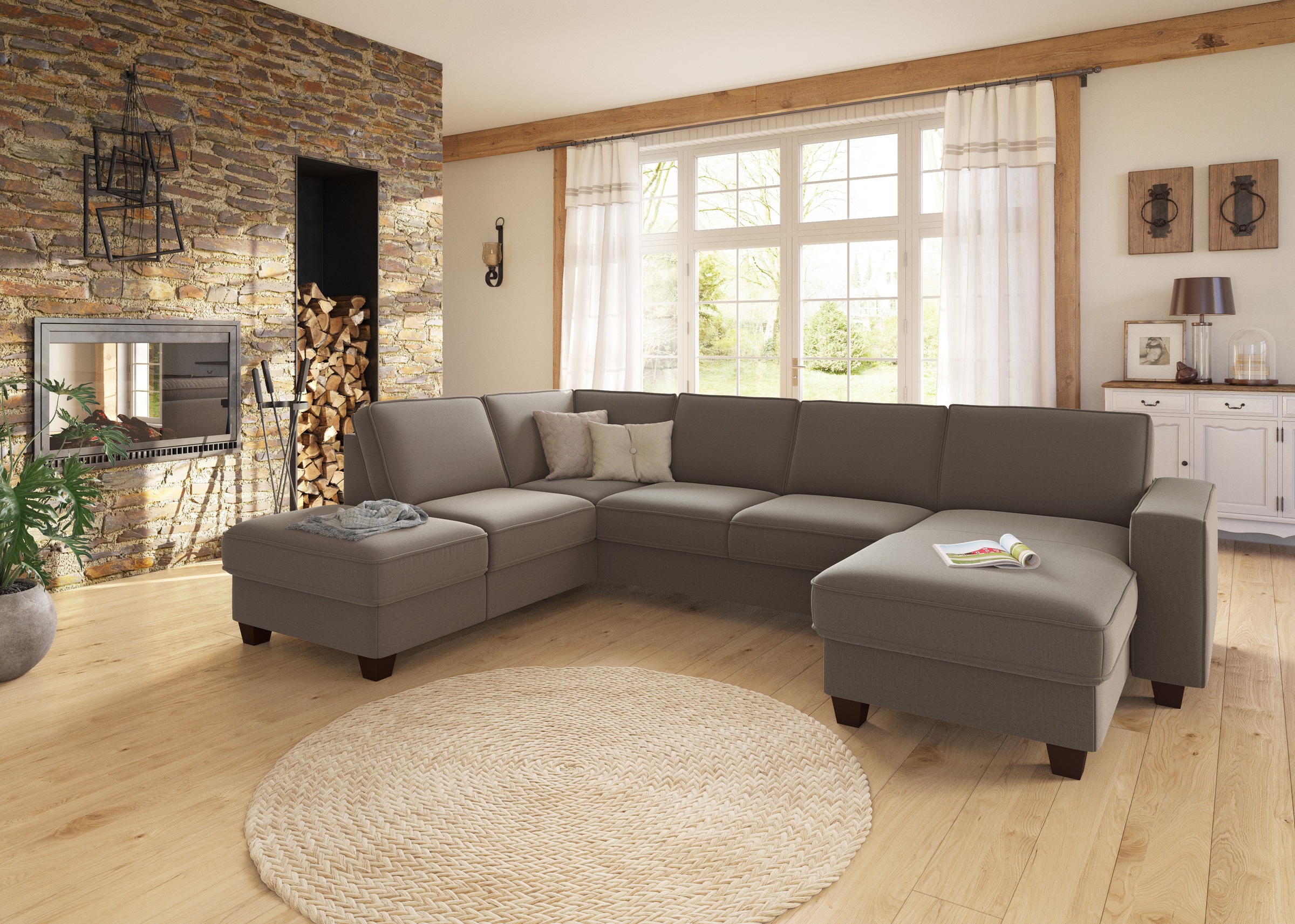 Home affaire Wohnlandschaft "County U-Form" wahlweise Ottomane links oder r günstig online kaufen