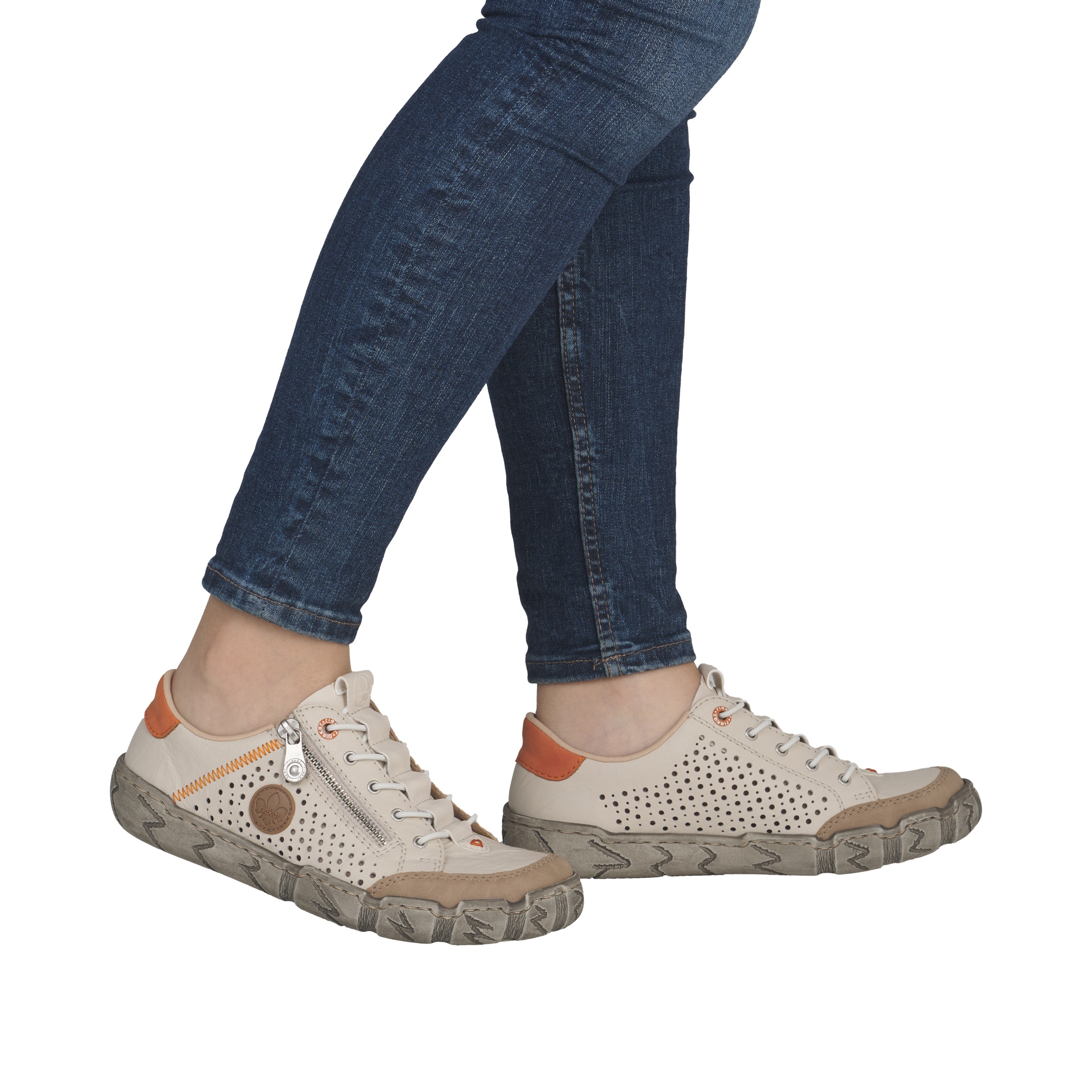 Rieker Slip-On Sneaker  mit Sohle im Used-Look, Freizeitschuh, Halbschuh, Schlupfschuh
