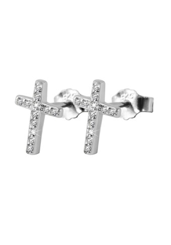 Adelia´s Paar Ohrstecker »Ohrstecker Kreuz aus 925 Silber mit Zirkonia 10 cm« kaufen