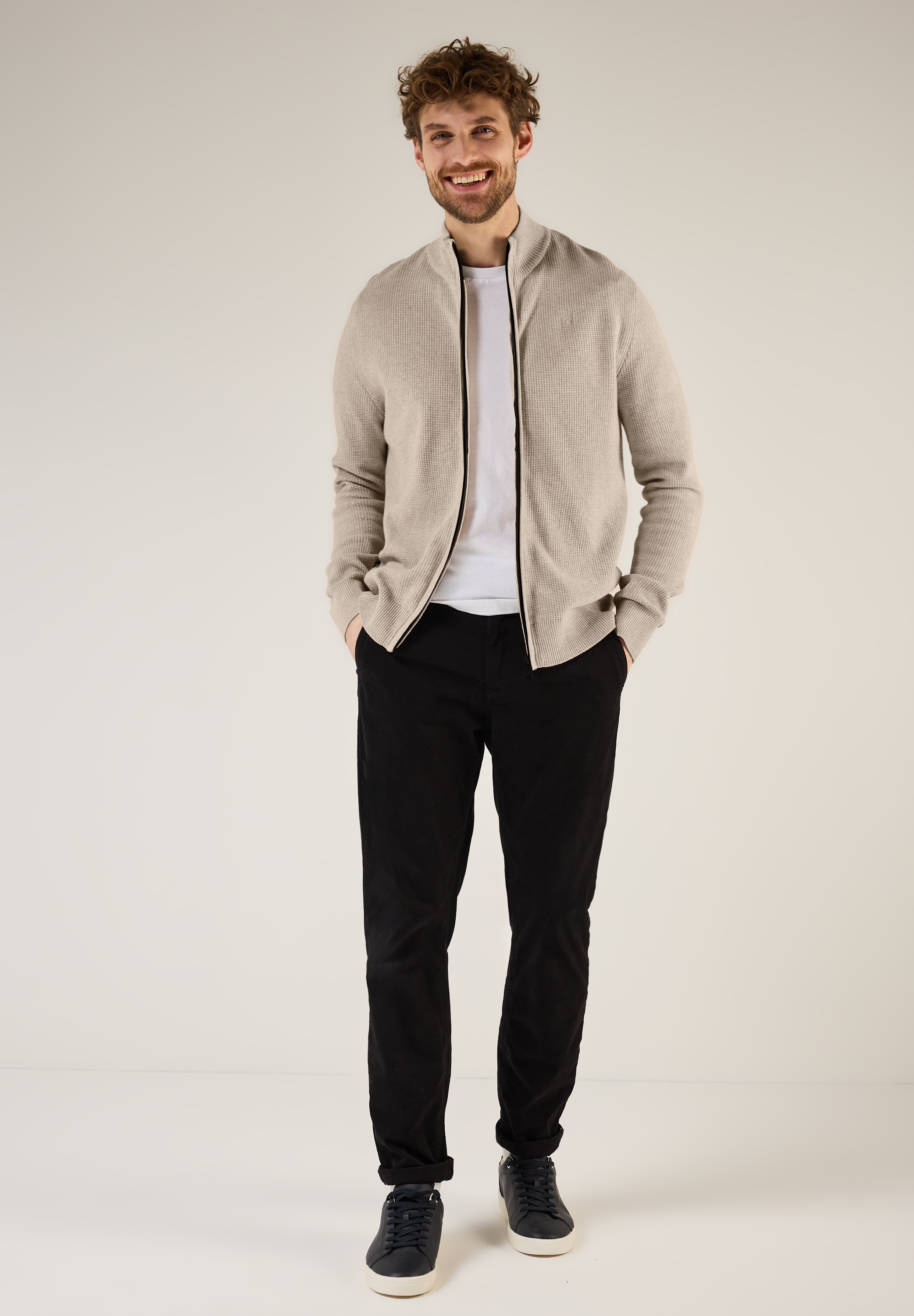 STREET ONE MEN Strickjacke, Feinstrick