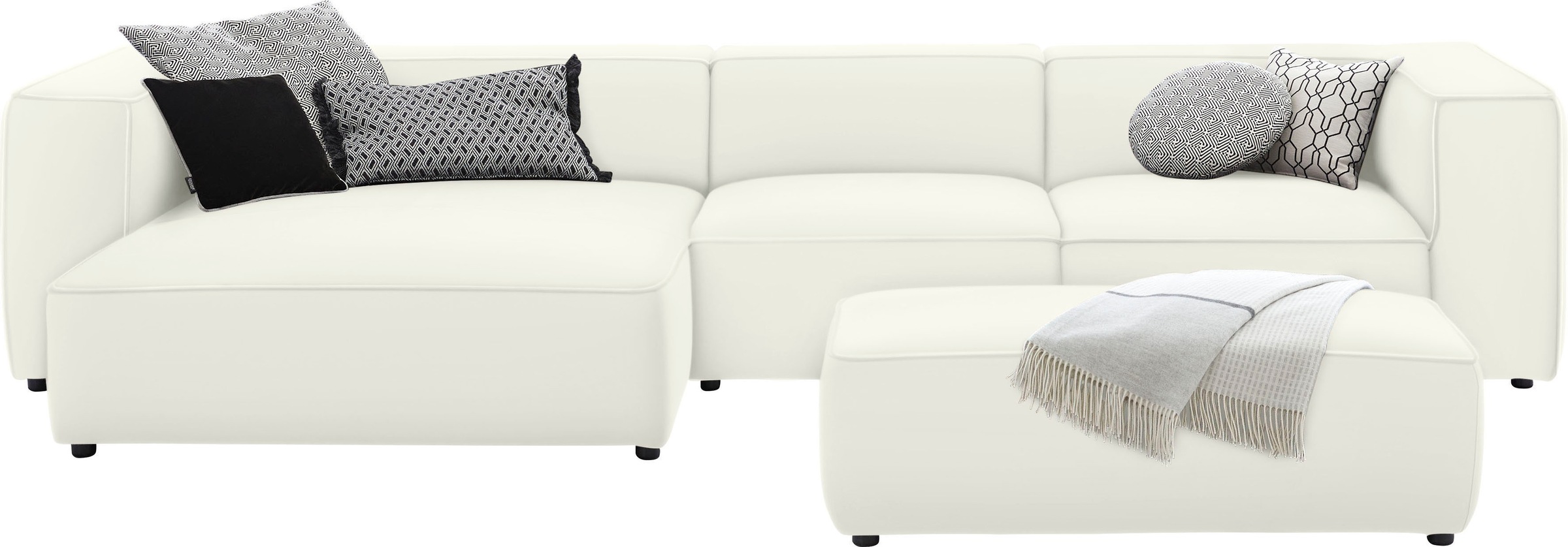 W.SCHILLIG Ecksofa »around-the-block«, mit eleganter Biese, mit Federkern, Breite 341 cm