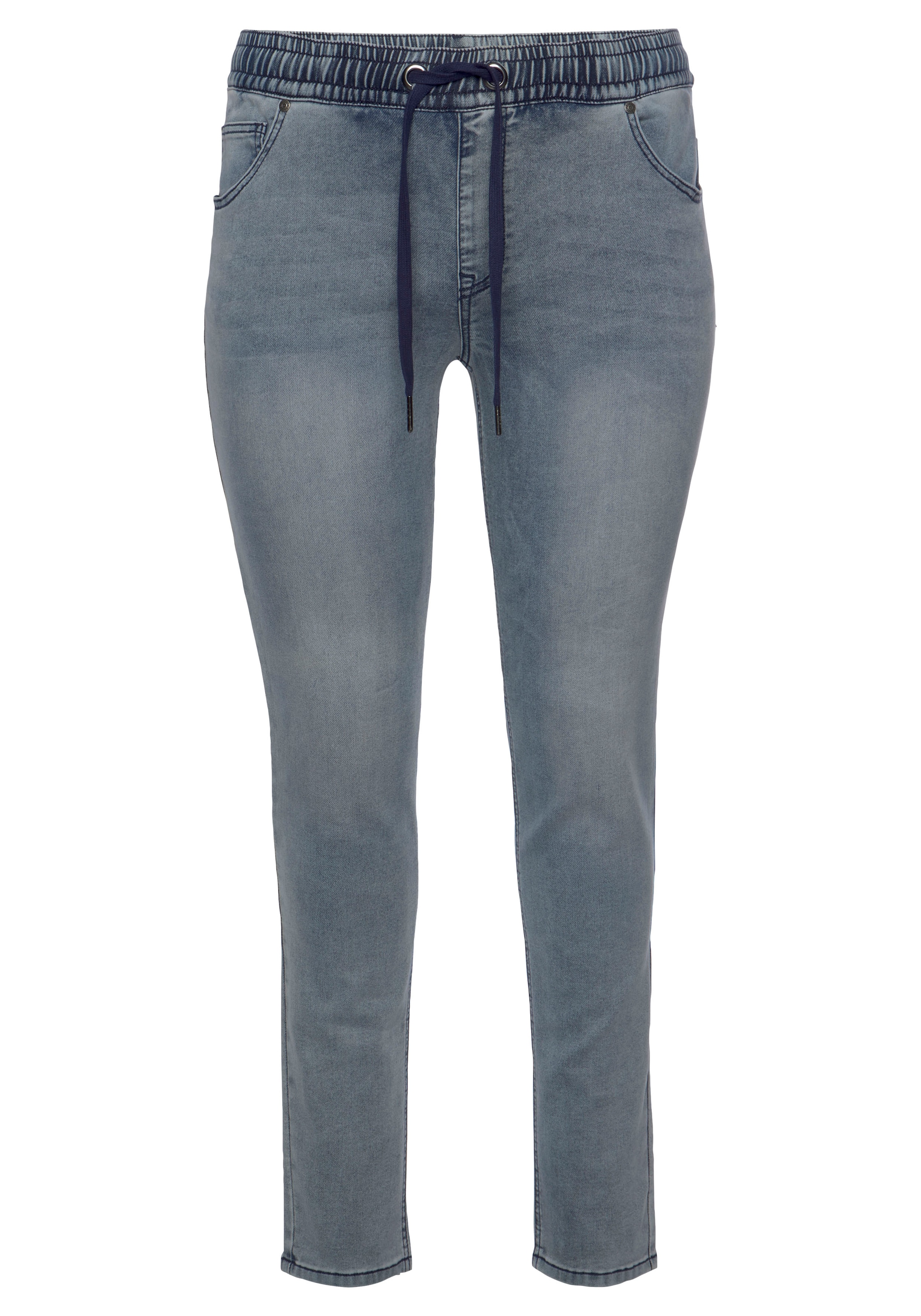 Arizona Stretch-Jeans, weites Bein, hohe Leibhöhe, knöchellang, mit Used-Waschung