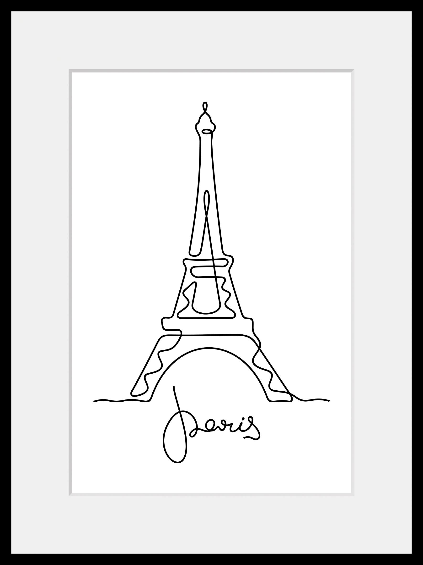 queence Bild »Stadt der Liebe«, Paris-Frankreich-Gebäude-Kunst-Schriftzug-Schwarz-Weiß, (1 St.), HD Premium Poster-Druck inkl. Holzrahmen