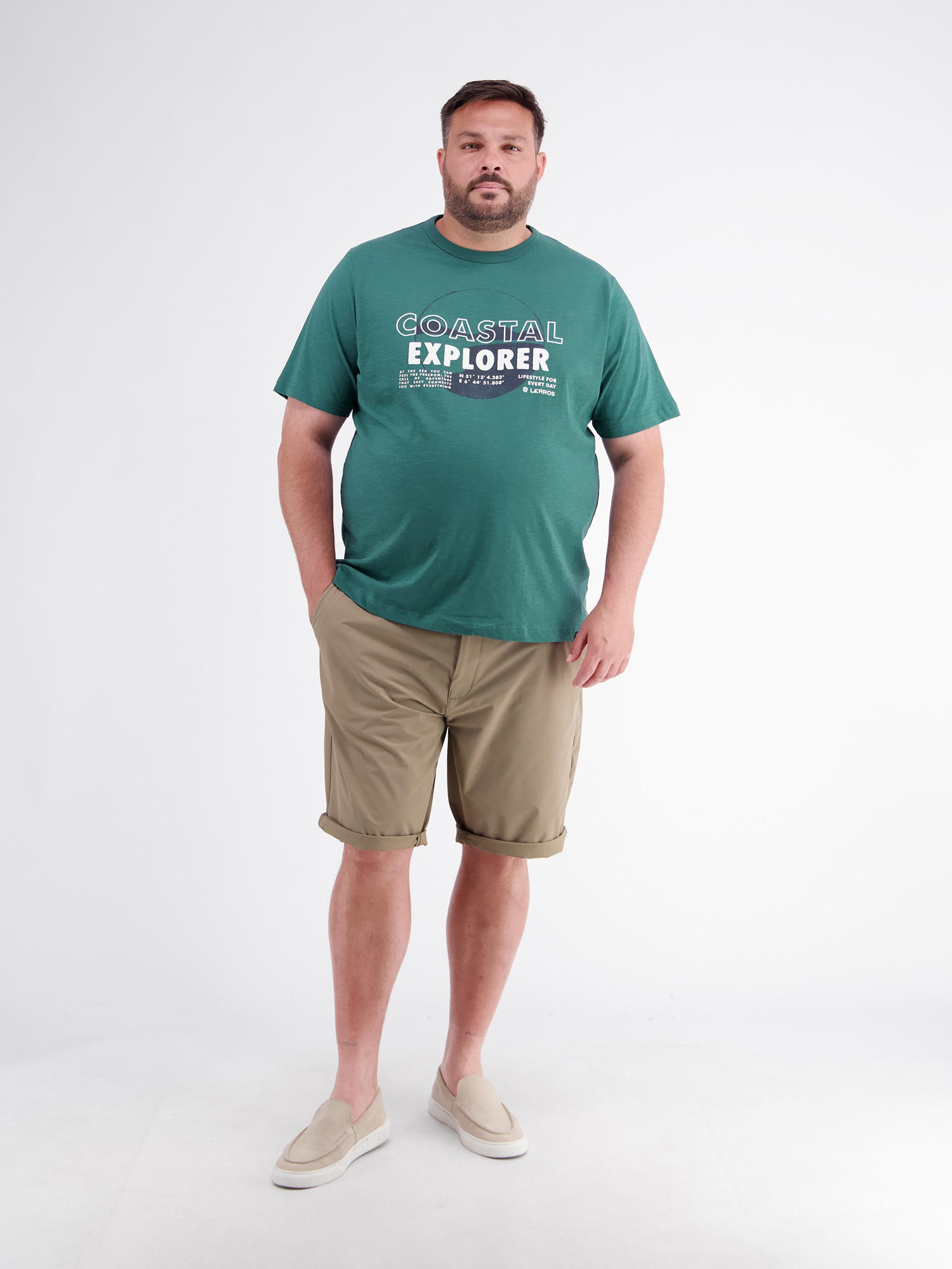 LERROS T-Shirt »T-Shirt mit O-Neck in großen Größen«