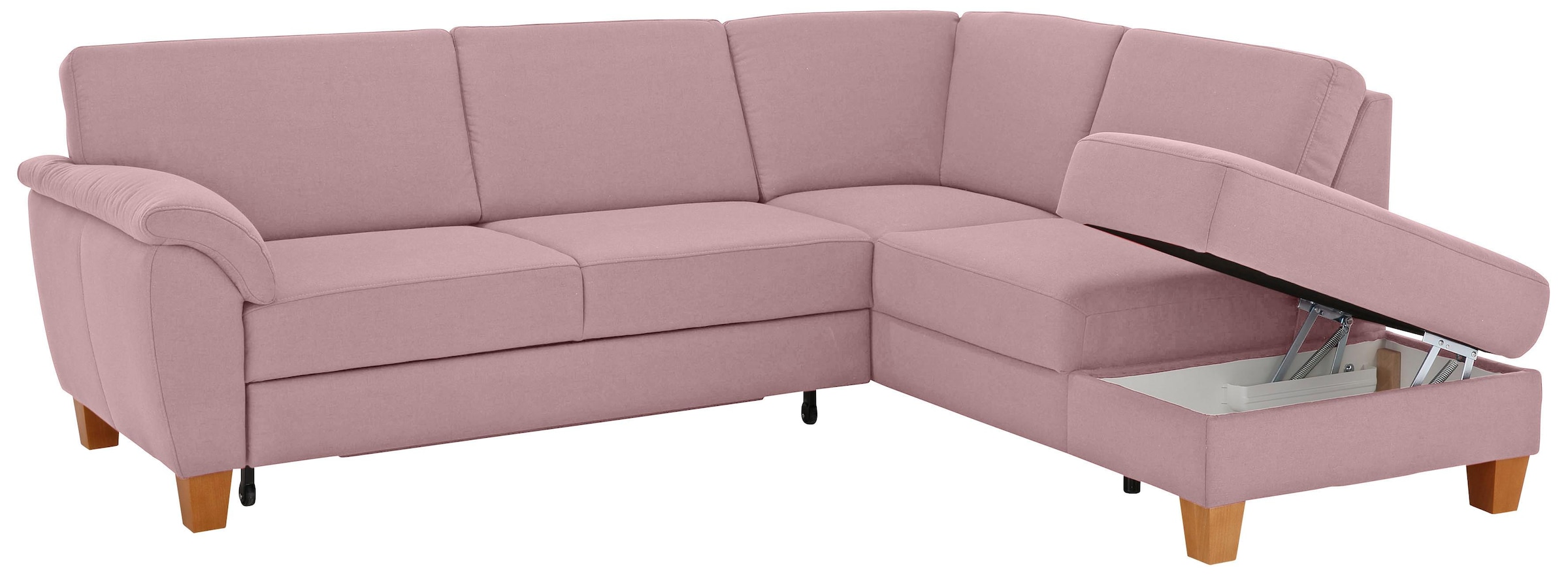 Home affaire Ecksofa »Alta L-Form«, mit Federkern und Kontrastnaht, Füße Buche eichefarben